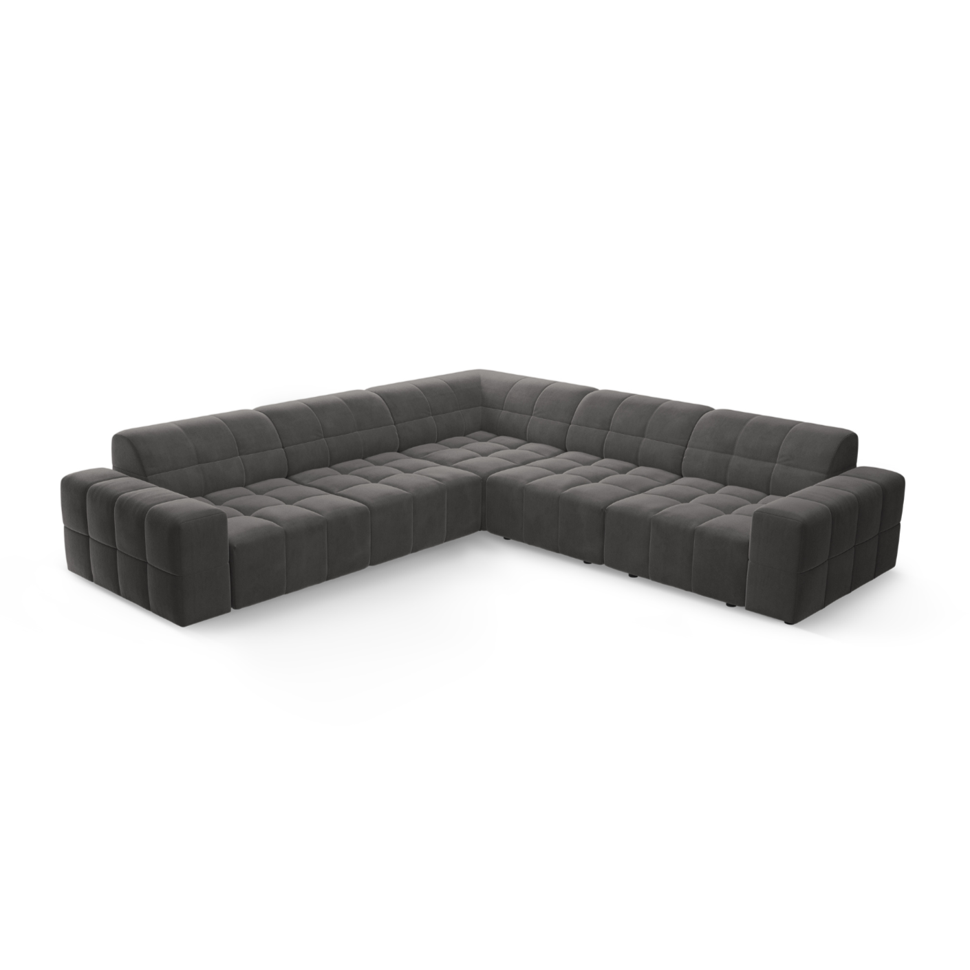 Symmetrical Velvet Corner Sofa CHICAGO Dark Gray