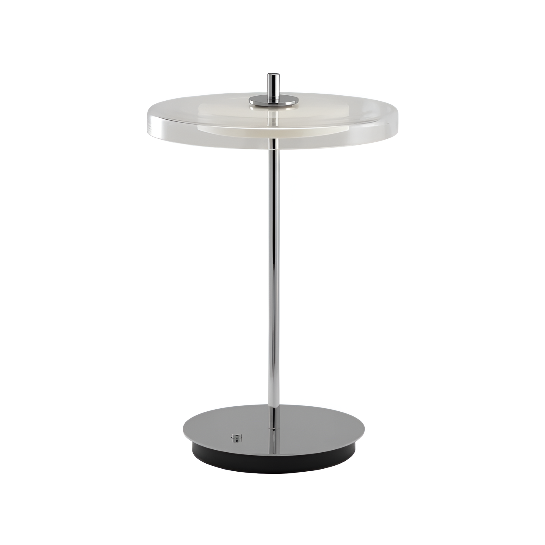 Přenosná lampa ASTERIA GLASS MOVE průhledná se stříbrným podstavcem