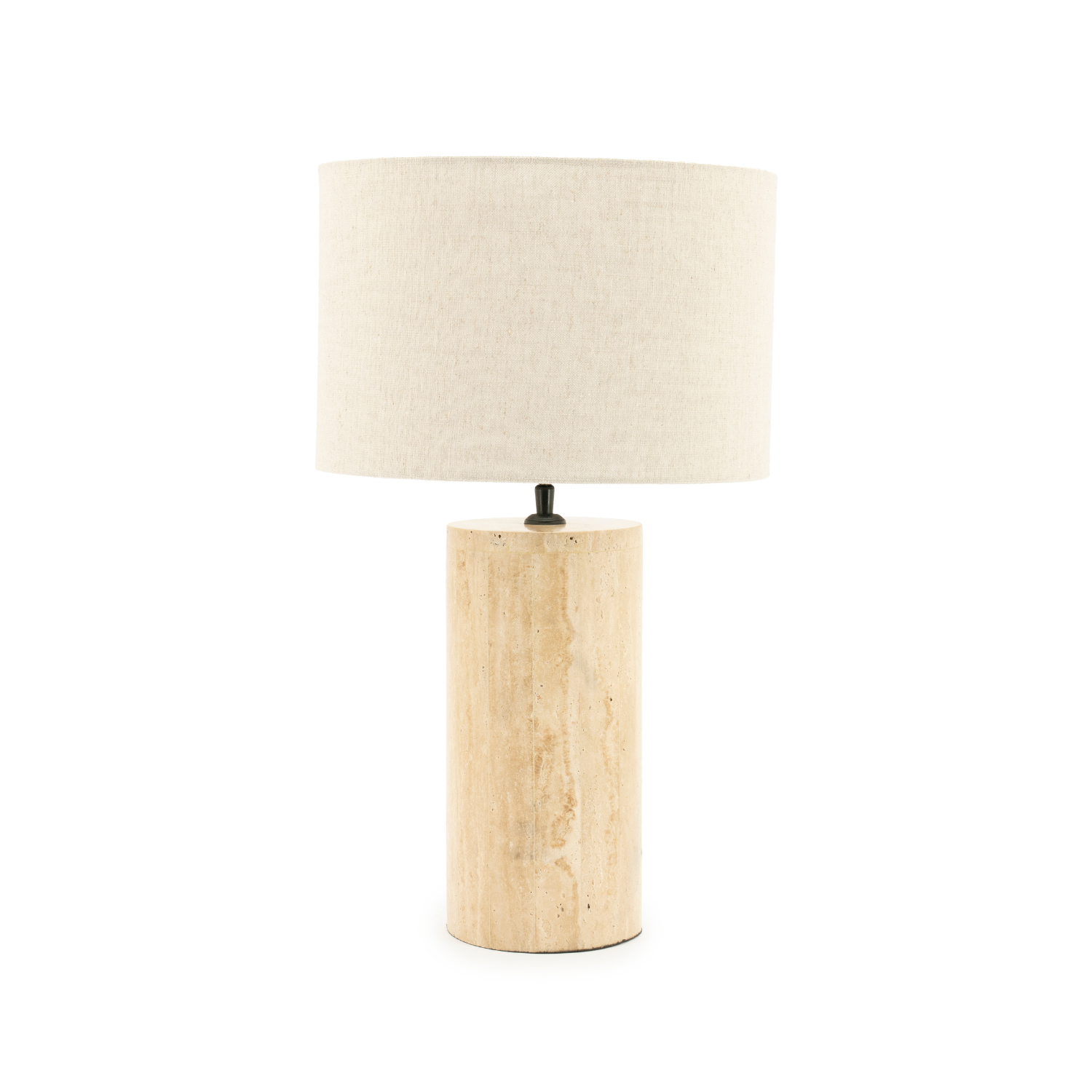 Stolní lampa AMARA travertin s béžovým stínidlem