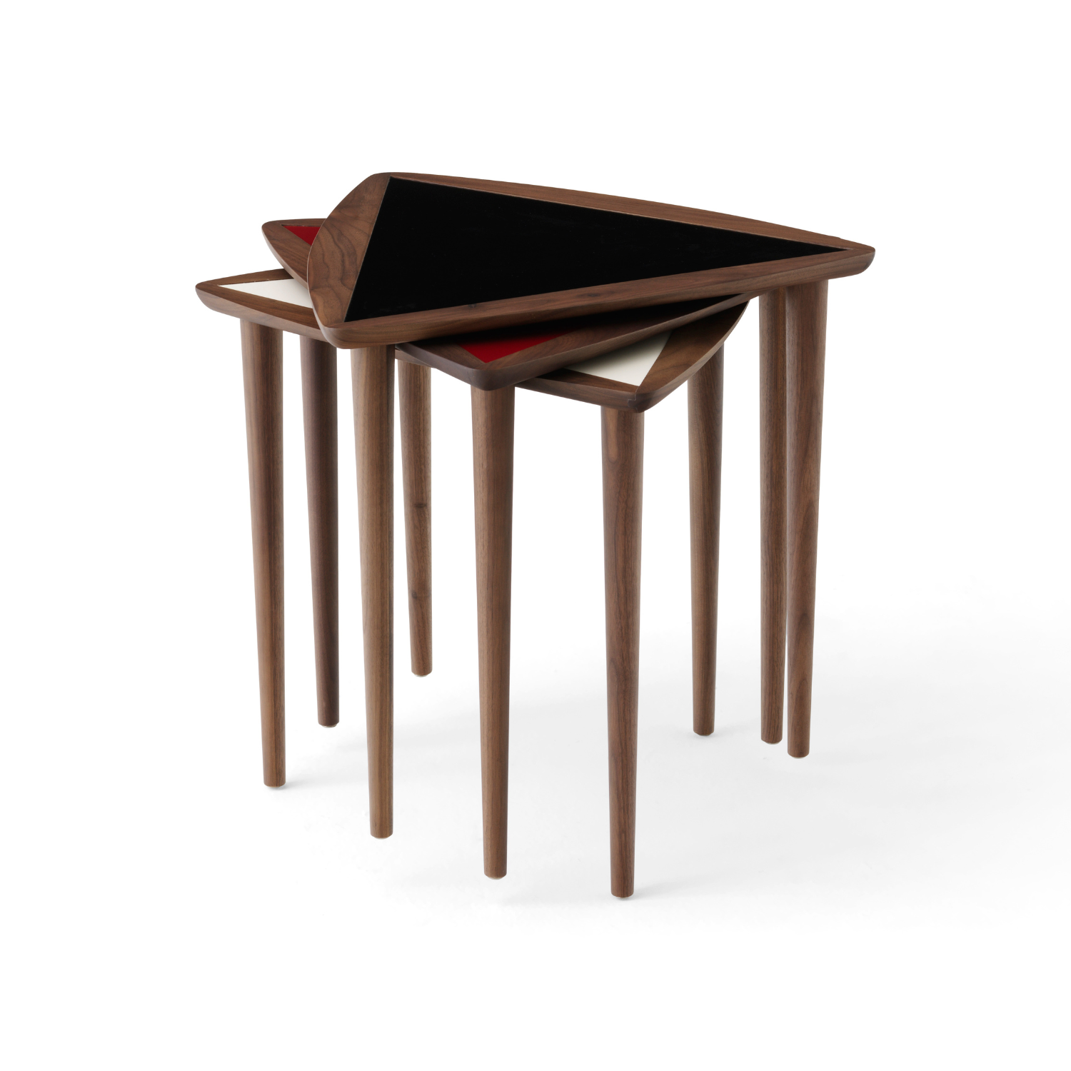 UMANOFF NESTING Side Table walnut wood with black top