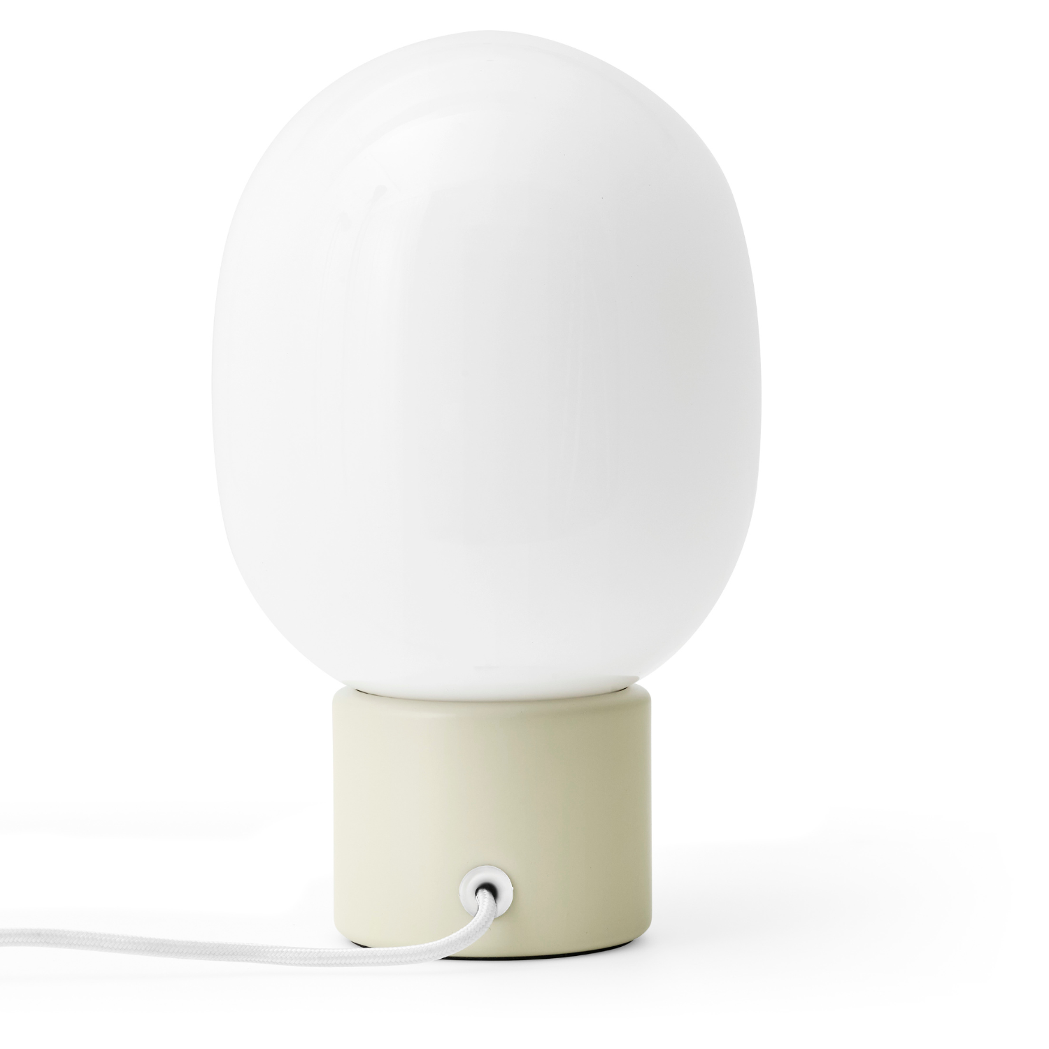 Stolní lampa JWDA z foukaného skla s krémovým podstavcem