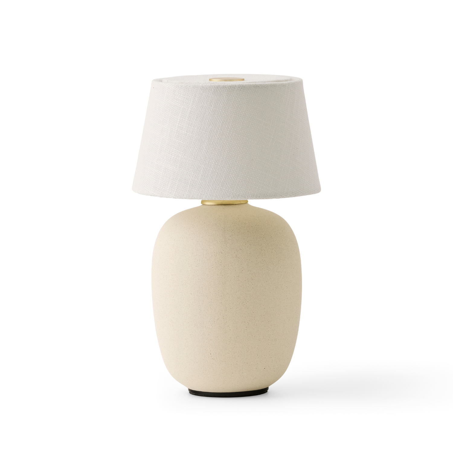 Přenosná lampa TORSO písková keramika s bílým stínidlem