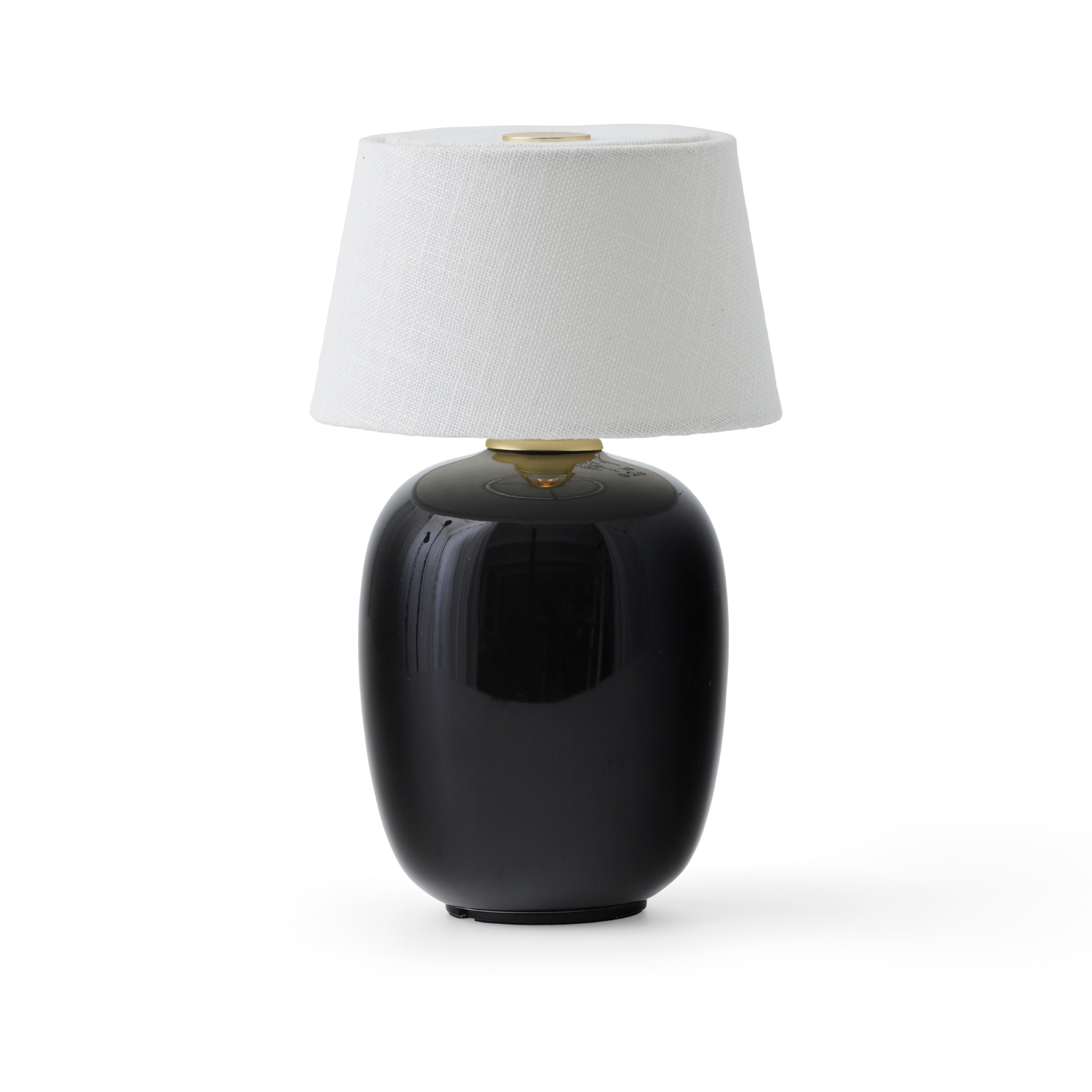 Přenosná lampa TORSO černá keramika s bílým stínidlem