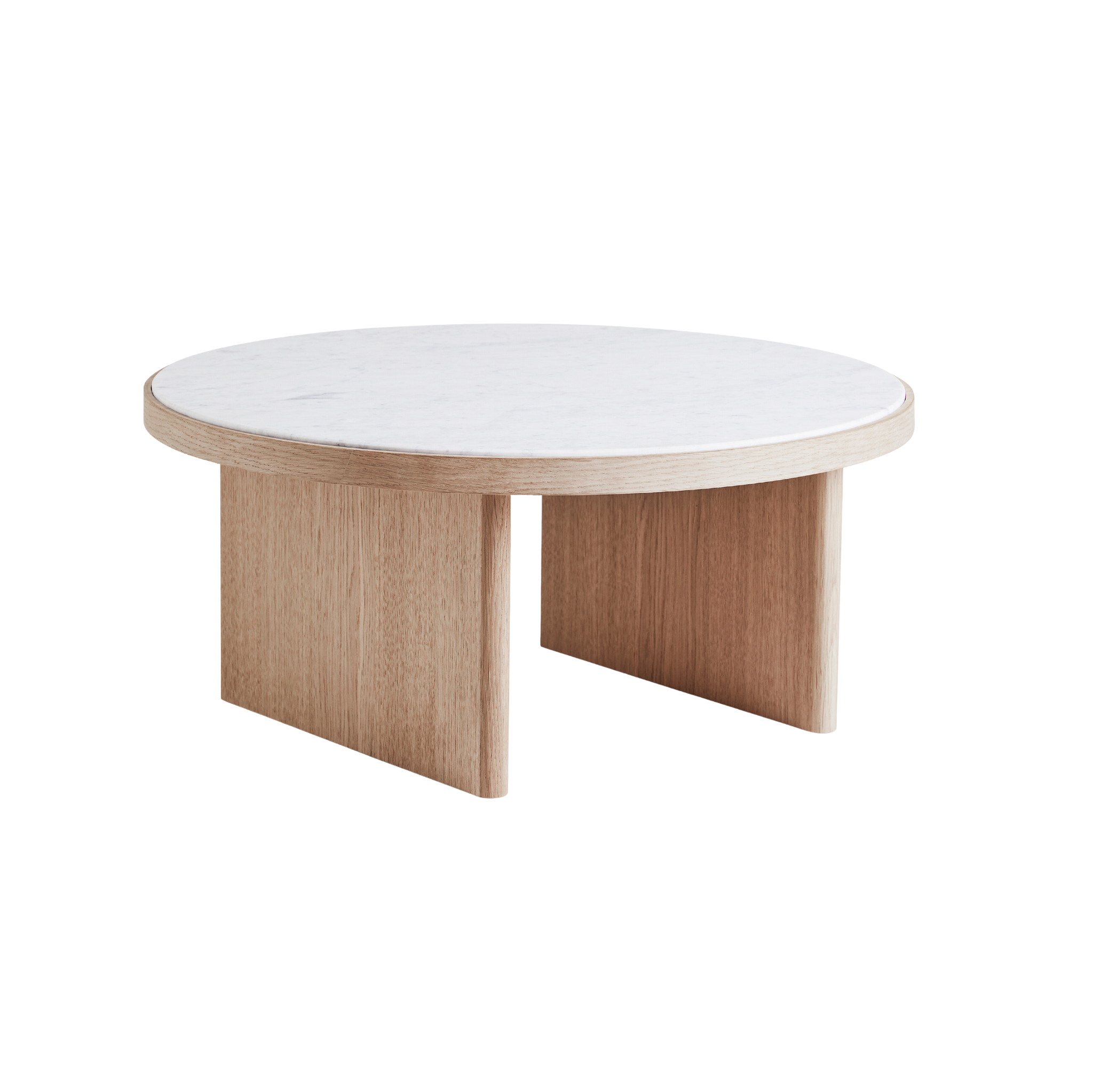 ANZA coffee table oak veneer with white marble