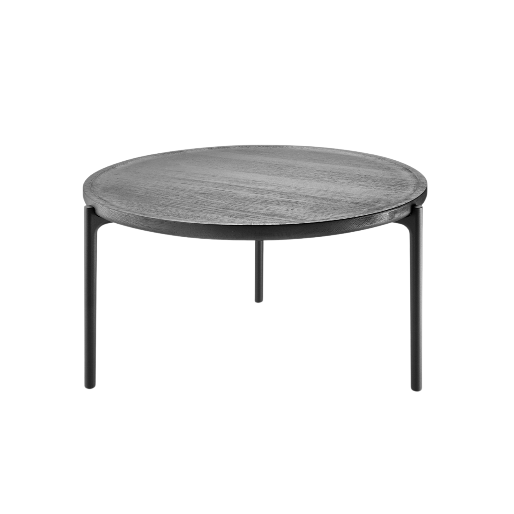 Round coffee table SAVOYE black oak with black base
