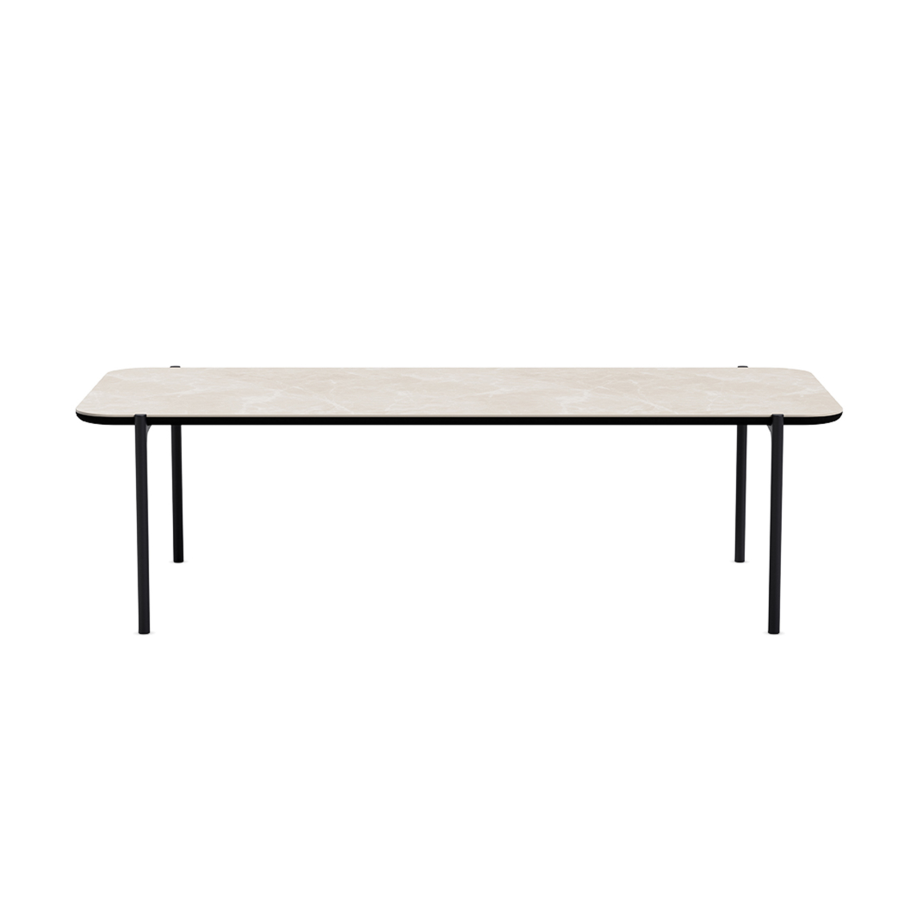 Rectangular coffee table SAVOYE beige ceramic with black base