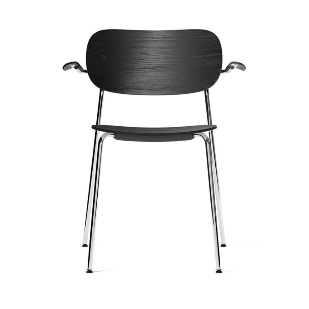 CO Armchair black oak veneer with chrome base