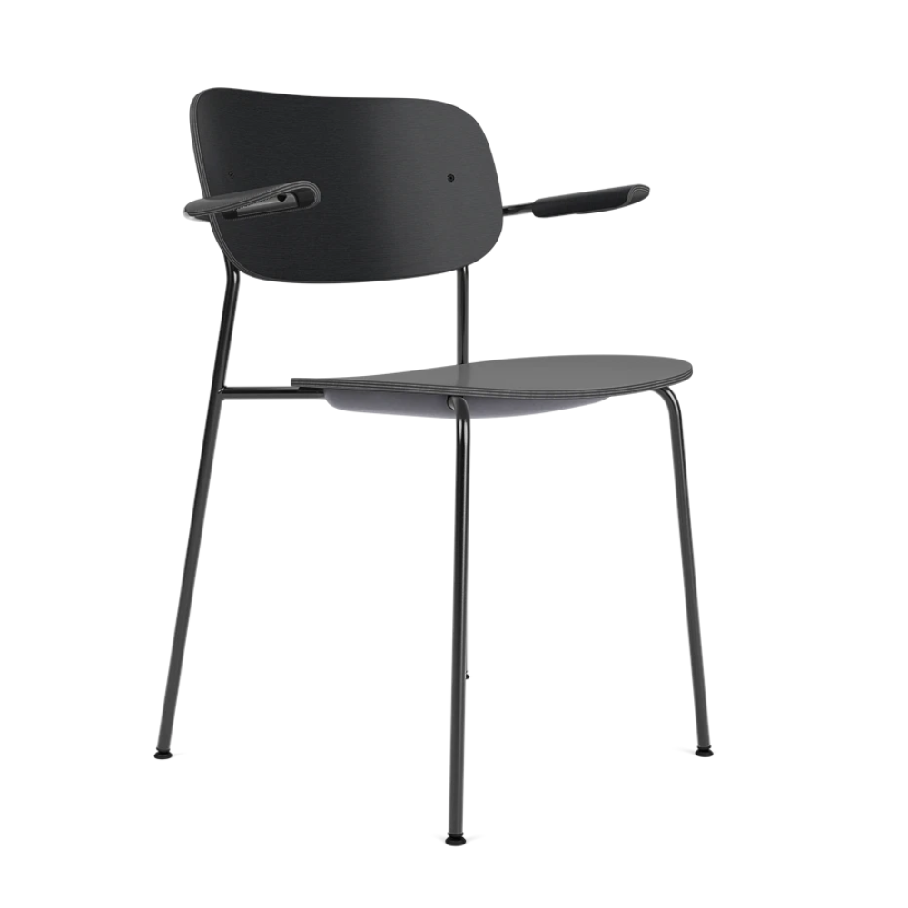CO Armchair with Armrests Black Oak Veneer with Black Base