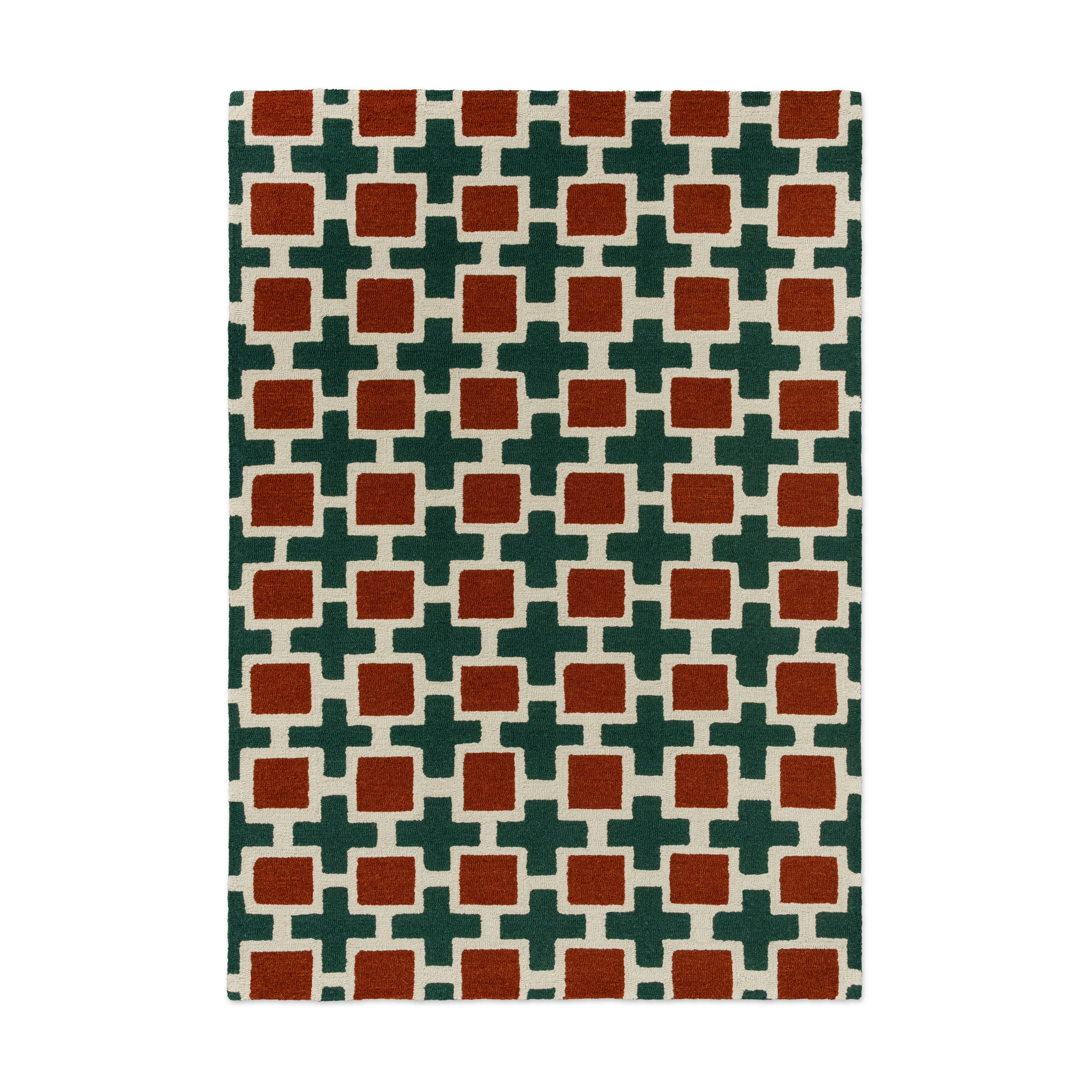 HATCH RUST rug in red with green and beige