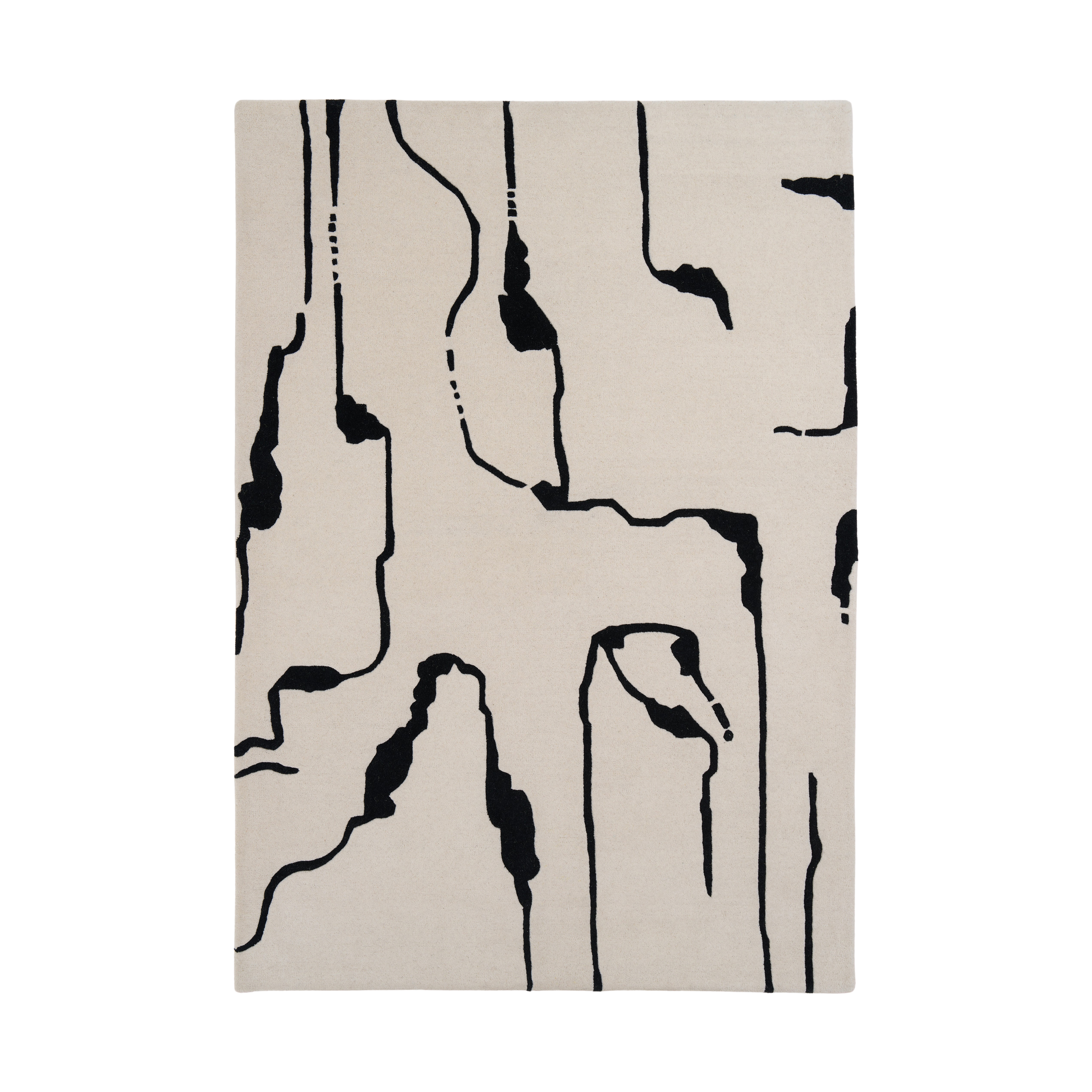 CANYON SHAPES Beige Rug with Black