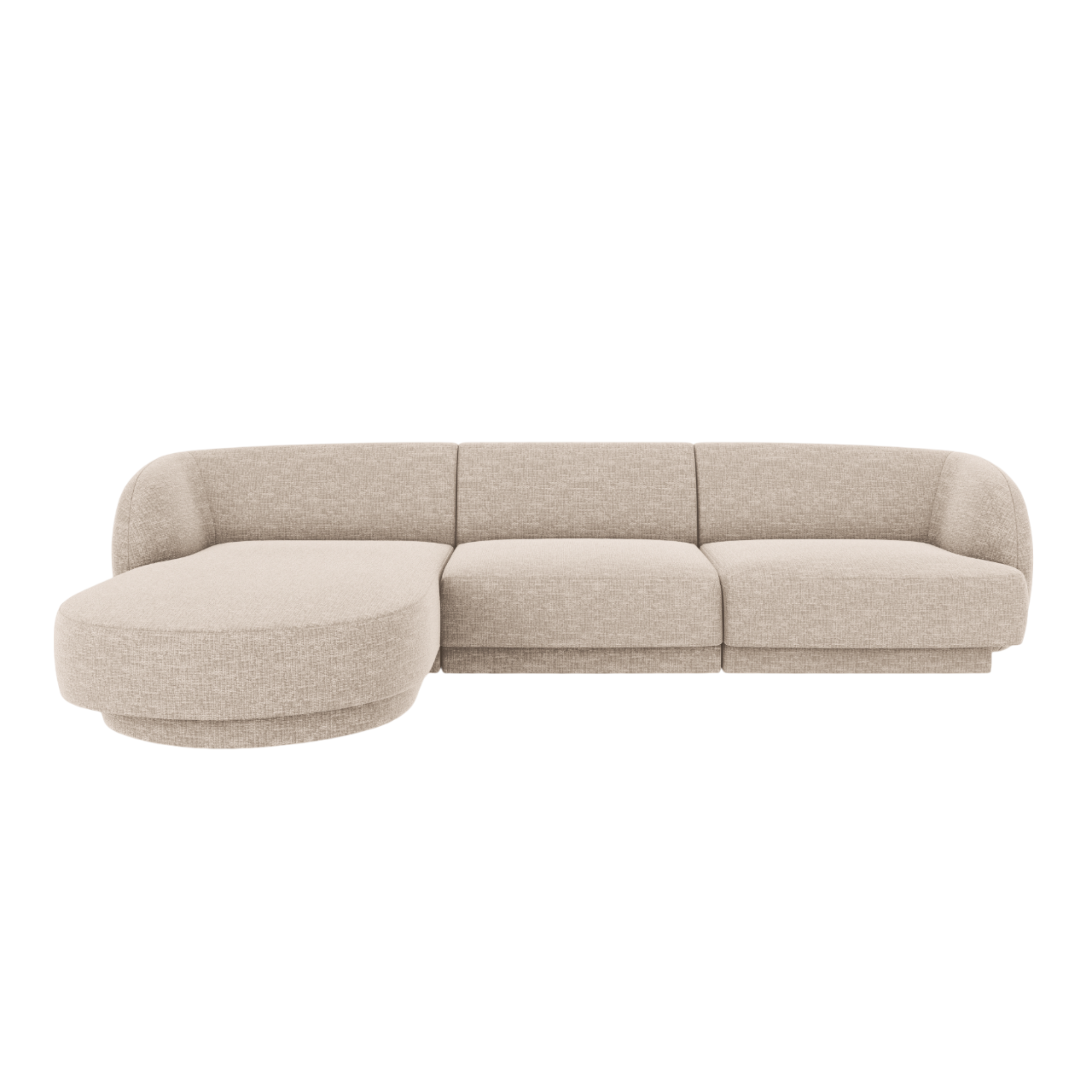 4-seater left-facing corner sofa MILEY beige silky chenille