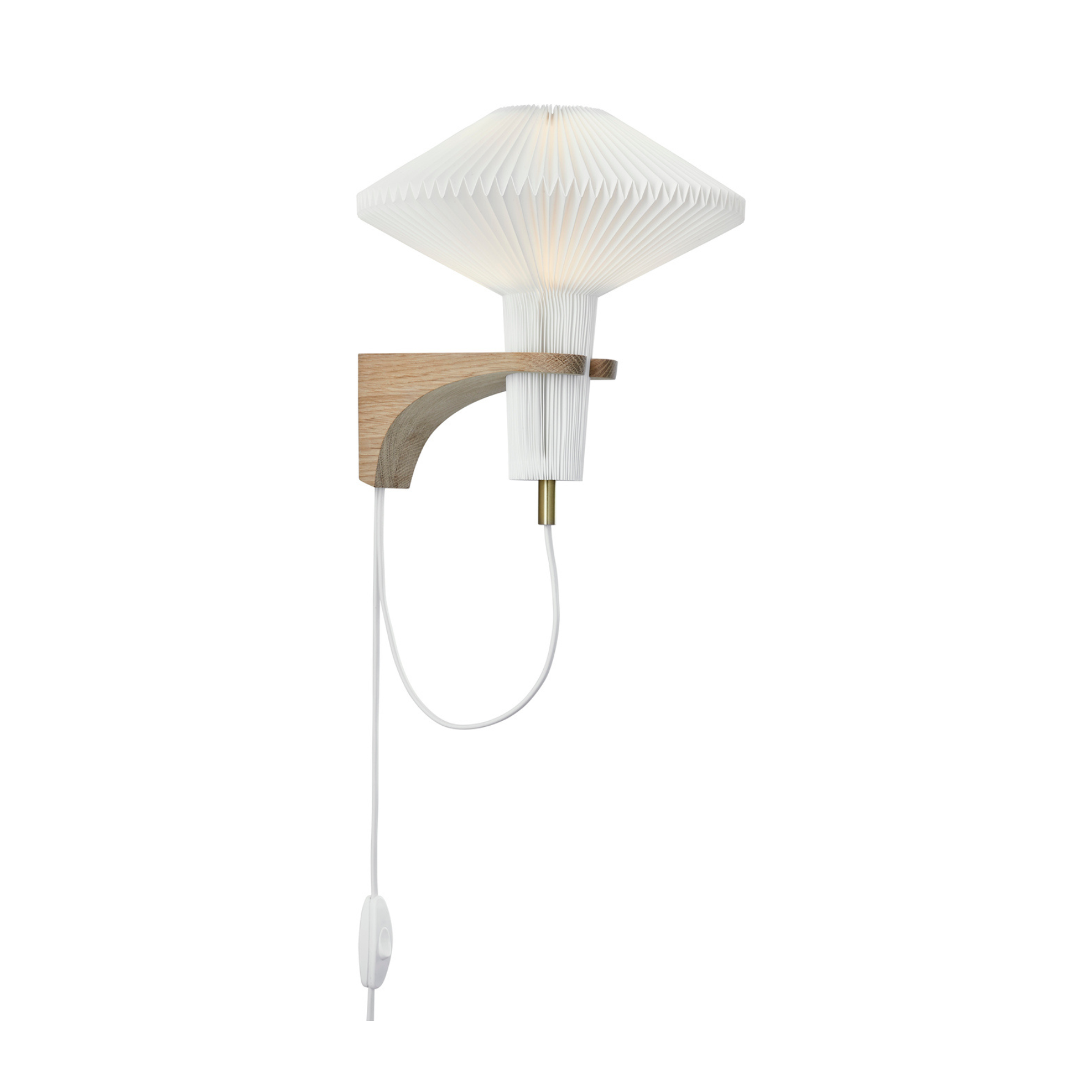 Wall lamp MODEL 204 MUSHROOM white with a light oak base