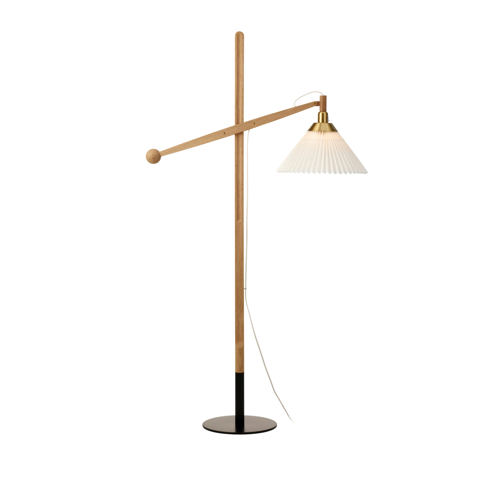 Stojací lampa MODEL 325 bílá s jasně dubovým podstavcem