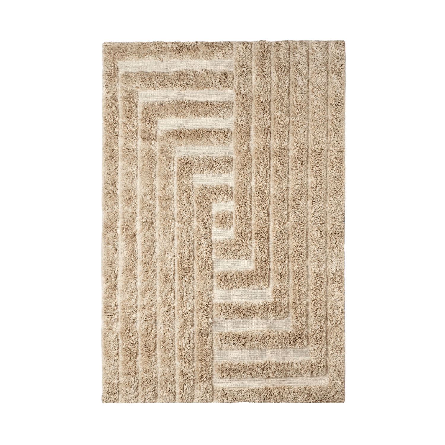 Beige SHAGGY LABYRINTH rug with long pile