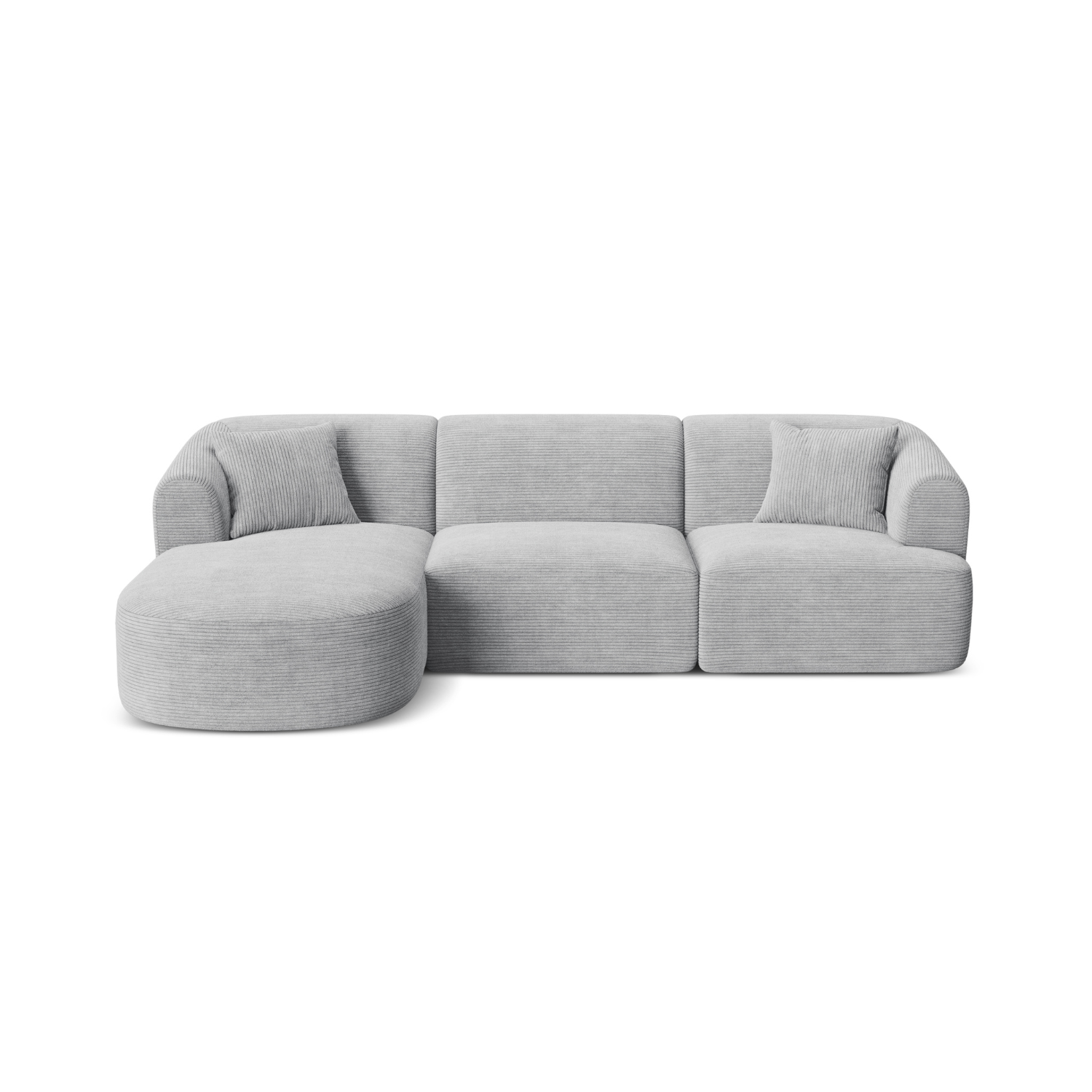 Left-sided 4-seater sofa CAMPI light gray corduroy