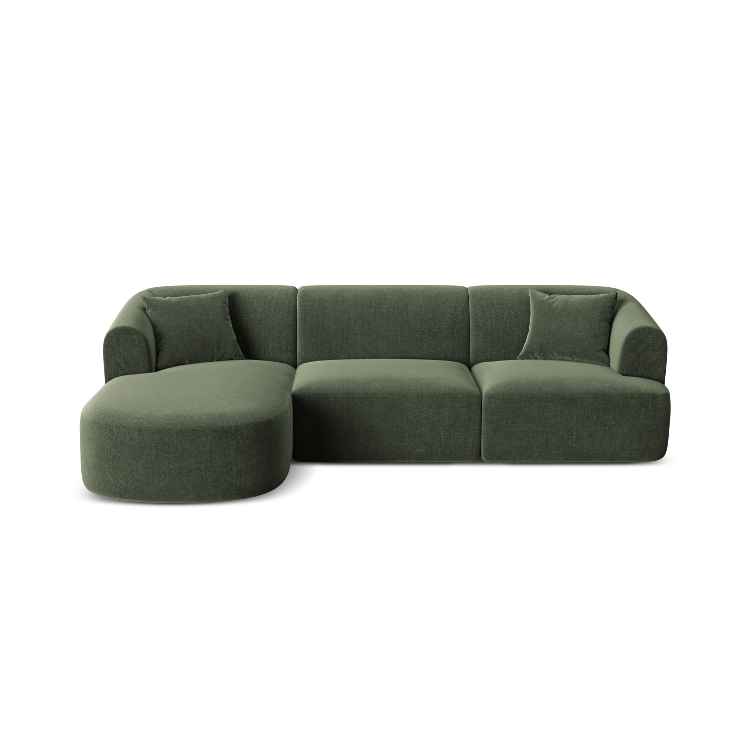 Green left-facing velvet corner sofa for 4 people CAMPI