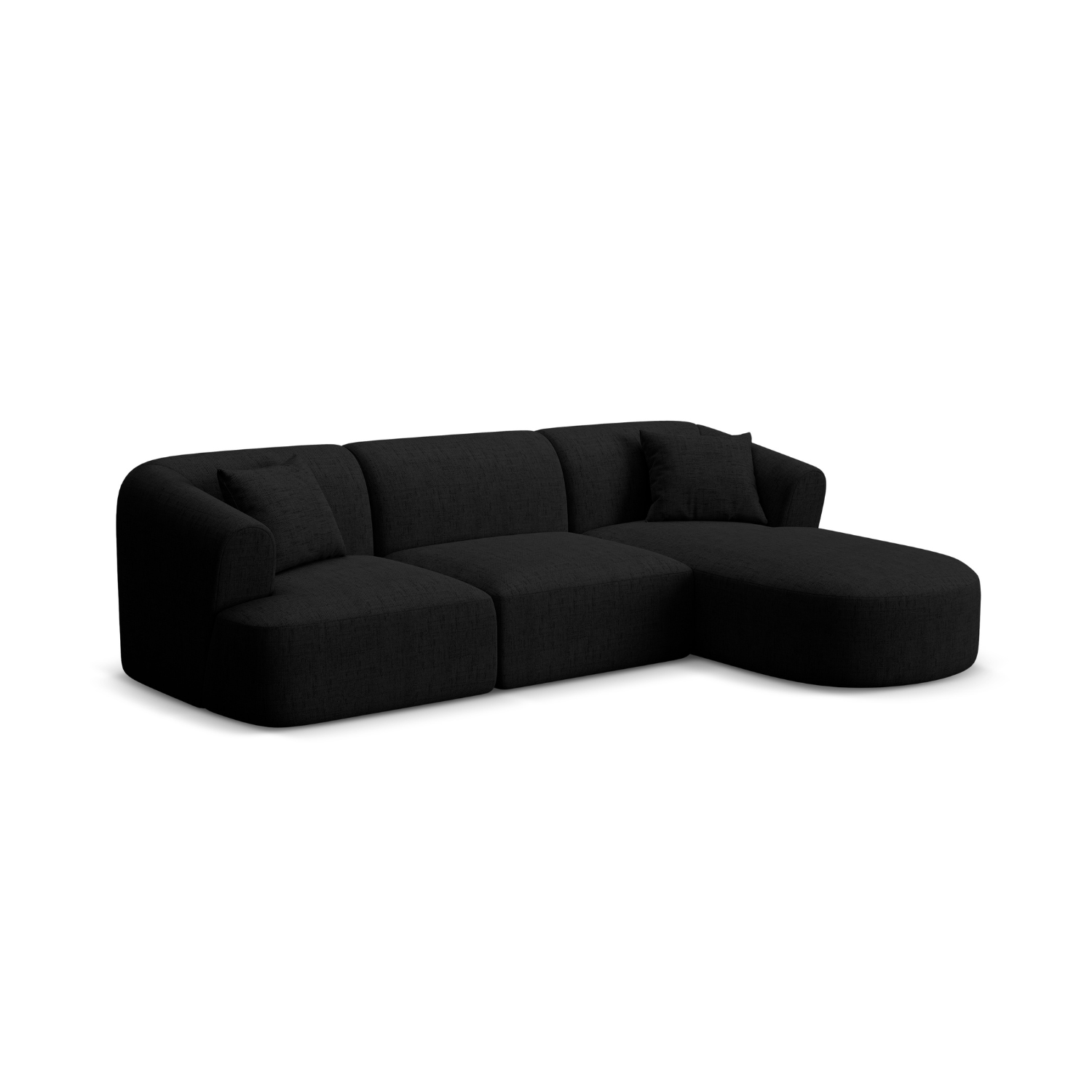 Right-facing 4-seater sofa CAMPI black chenille