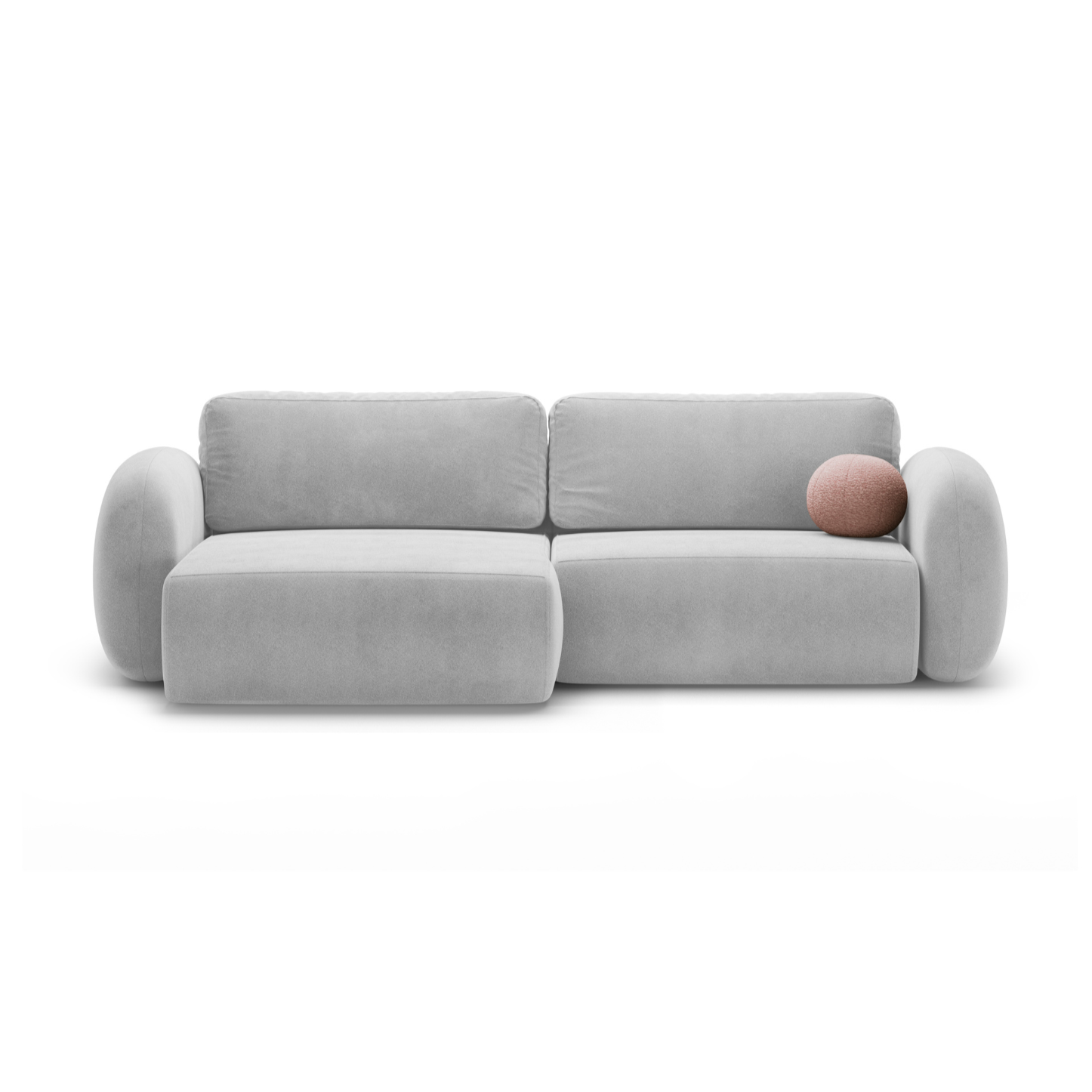 Universal velvet corner sofa with sleeping function for 4 people TONALE light gray