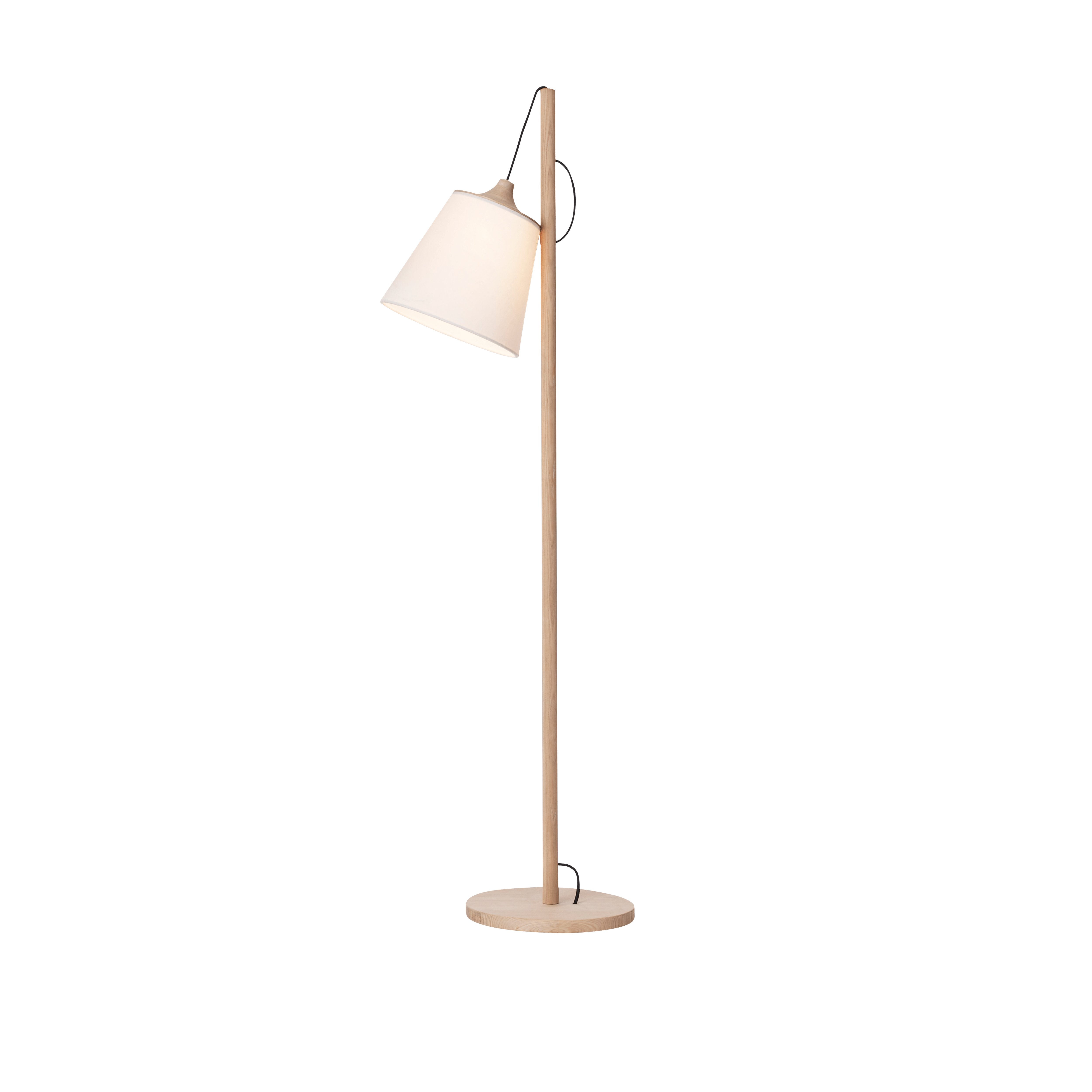Stojací lampa PULL bílá s dubovým podstavcem
