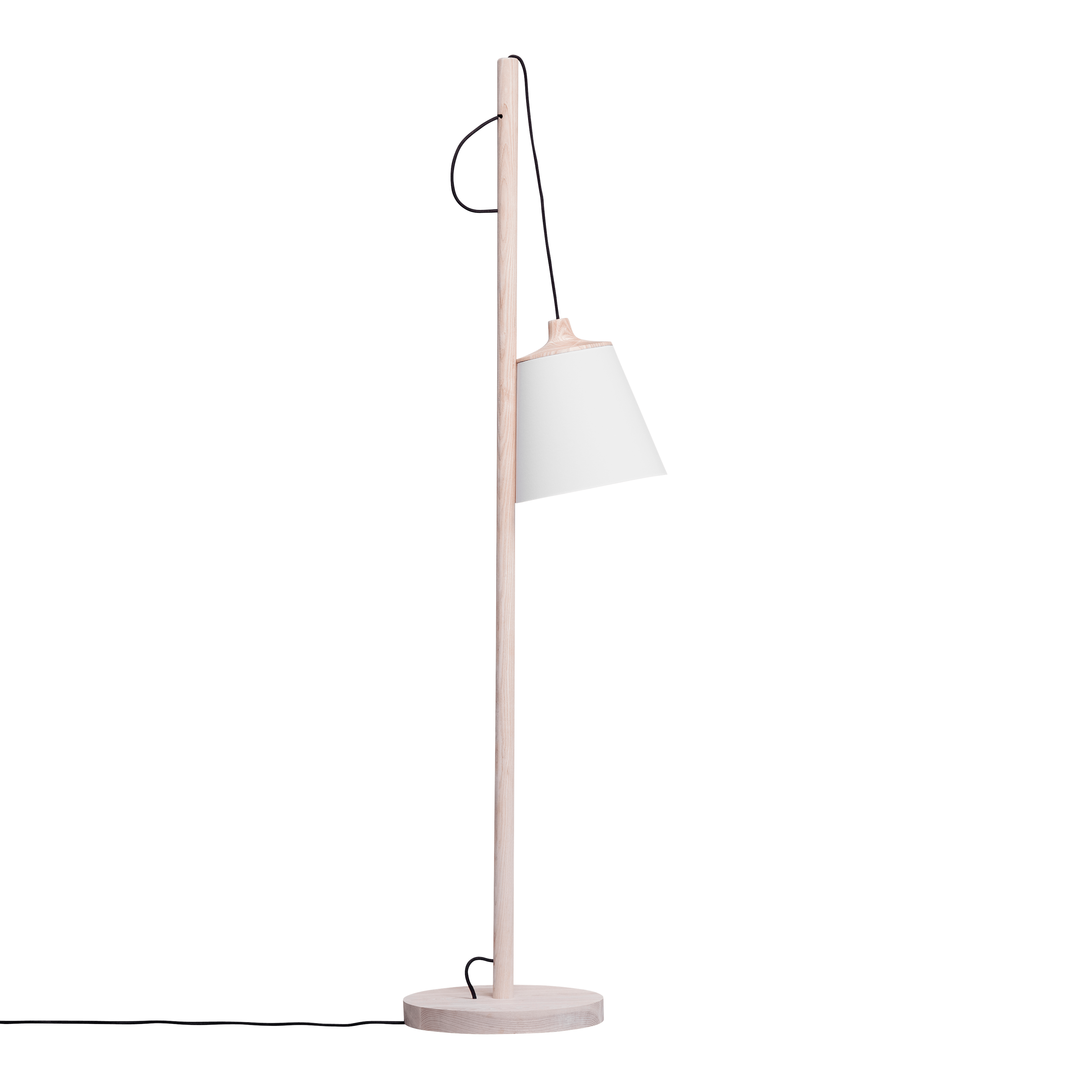 Stojací lampa PULL bílá s dubovým podstavcem