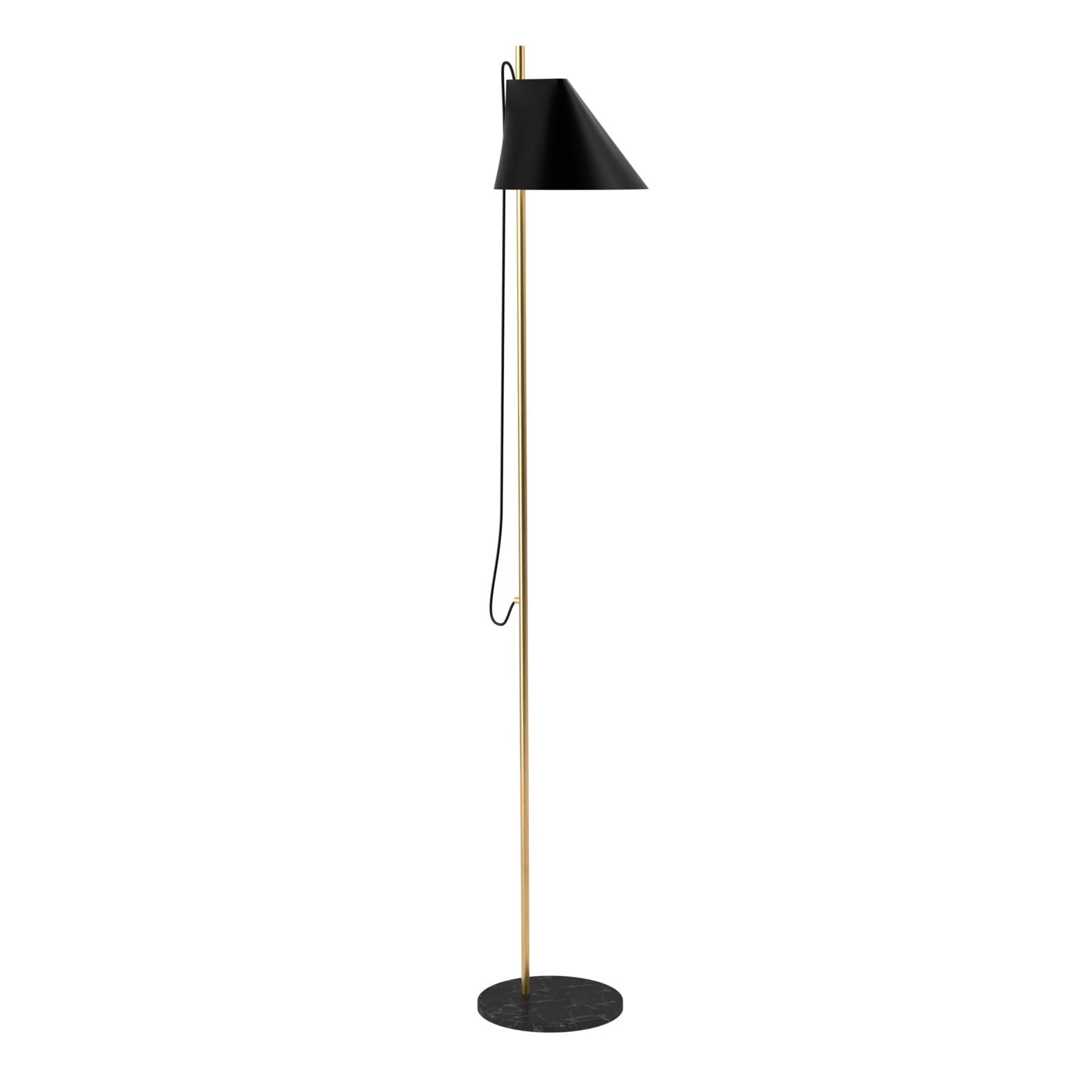 Stojací lampa YUH černá s mosazným podstavcem