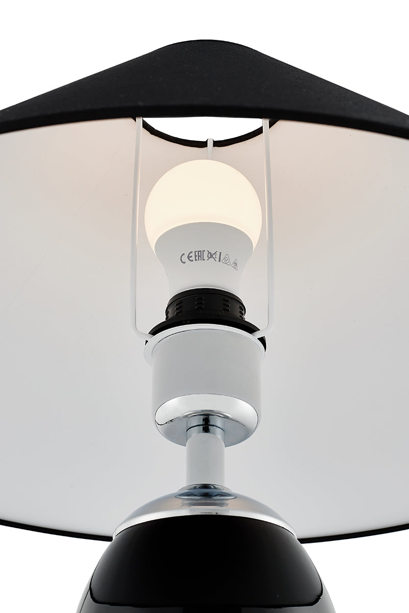 REA table lamp black with black base and silver finish