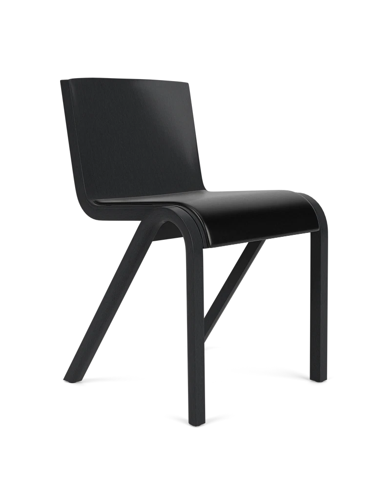 READY chair black leather with black oak base
