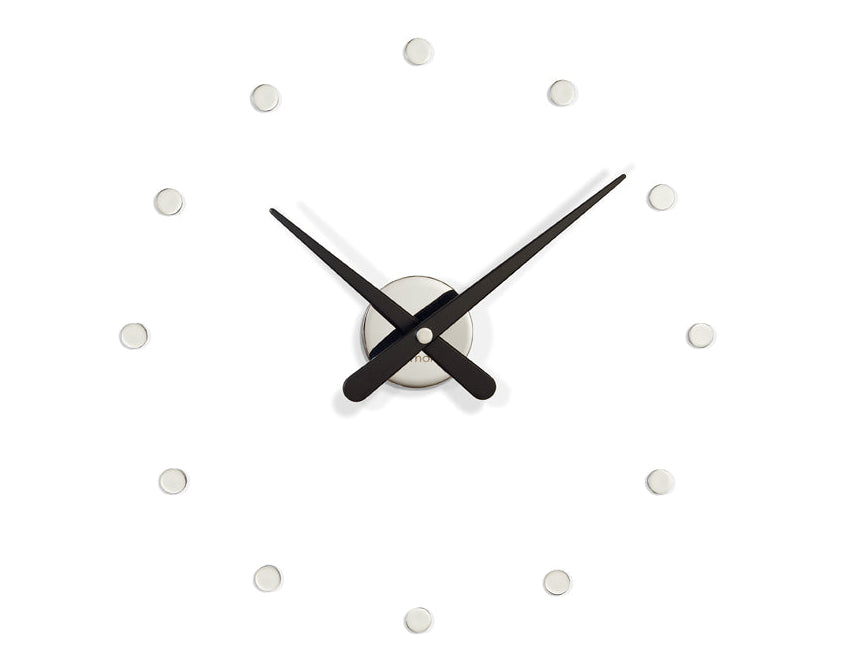 Nástěnné hodiny MINI RODON chromované s černým povrchem