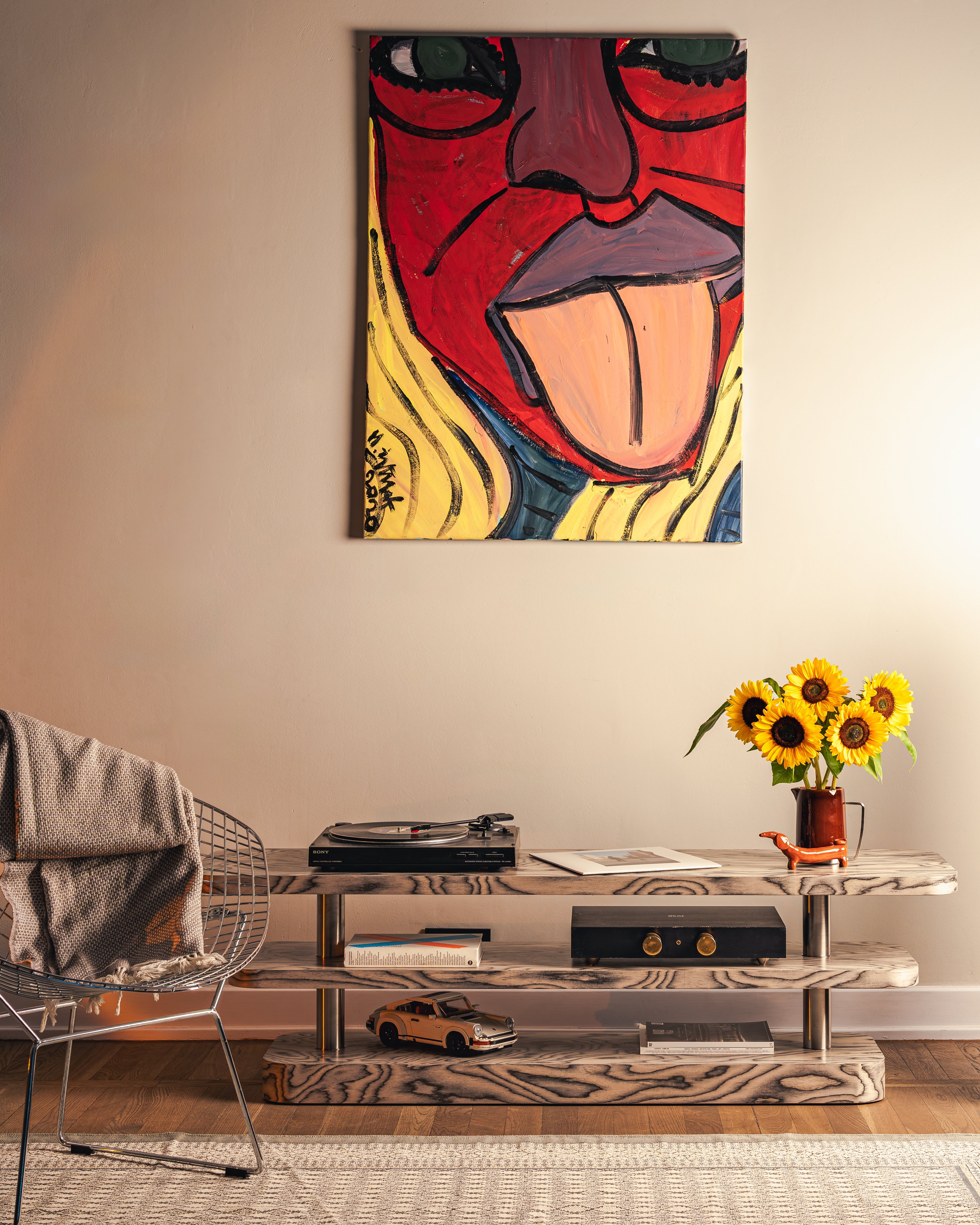 Televizní stolek REL dýha Sottsass se ocelovými prvky