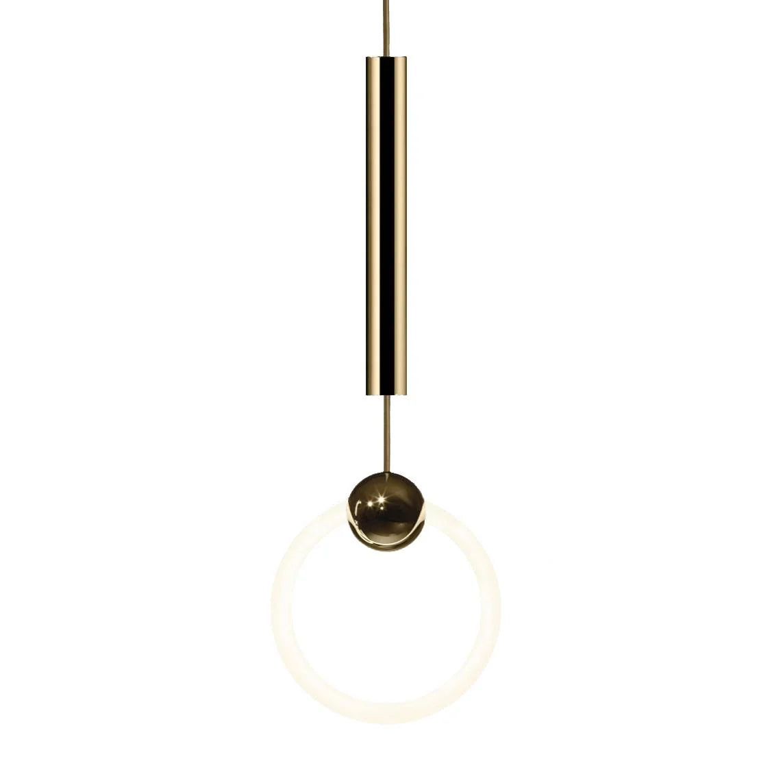 Lustrná lampa RING s opálovým stínidlem a mosazným povrchem