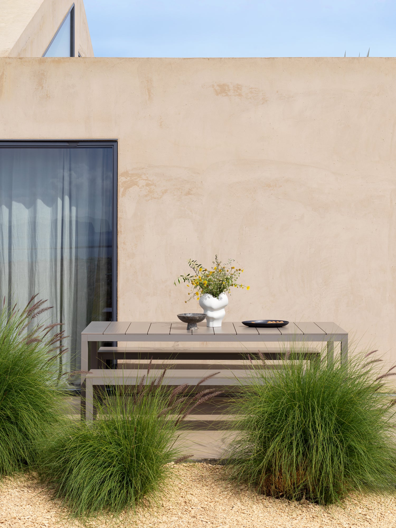 RIO taupe outdoor bench