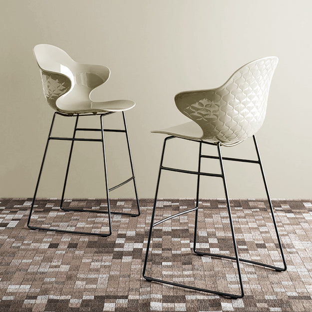 Bar Stool SAINT TROPEZ with White Seat and Metal Base