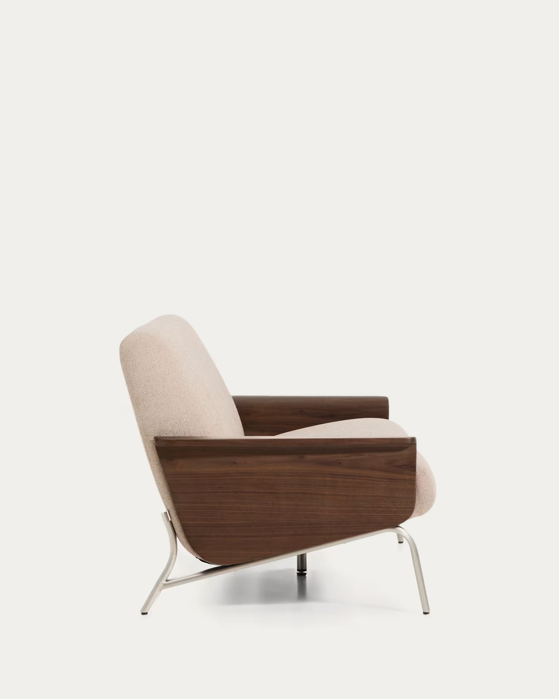 Pohovka 3-osobová AMSEN jasně hnědá se skořicovou překližkou a ocelovým podstavcem