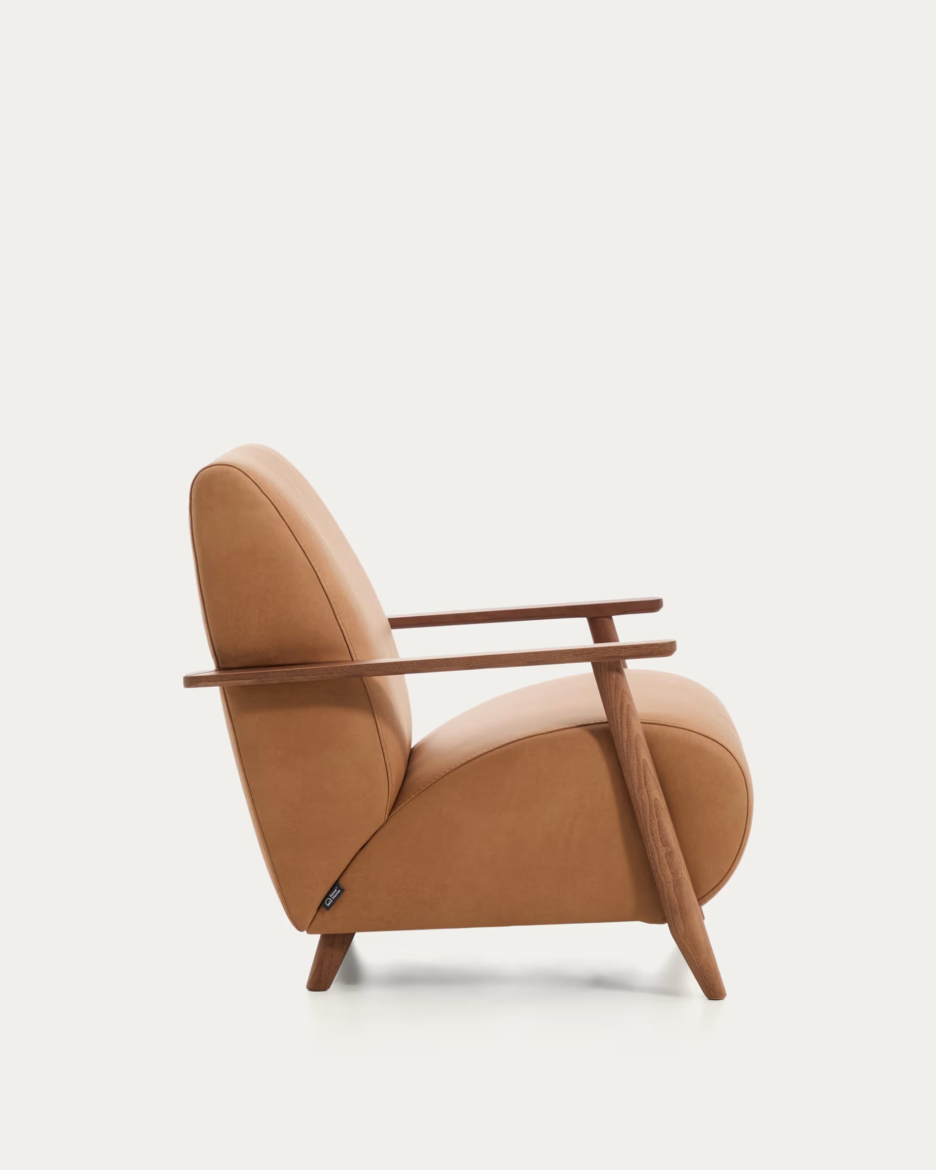 MEGHAN Armchair brown leather with dark ash base