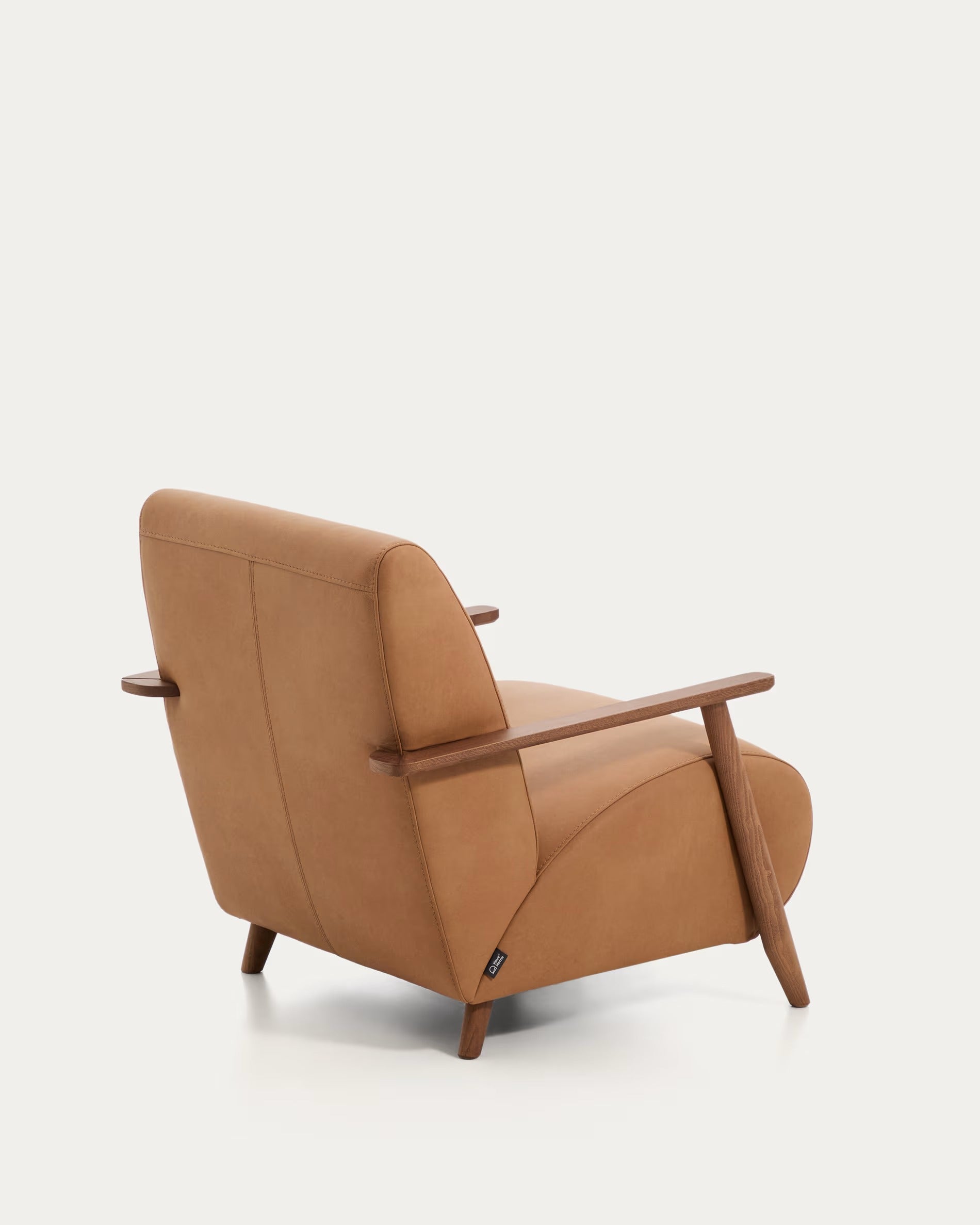 MEGHAN Armchair brown leather with dark ash base