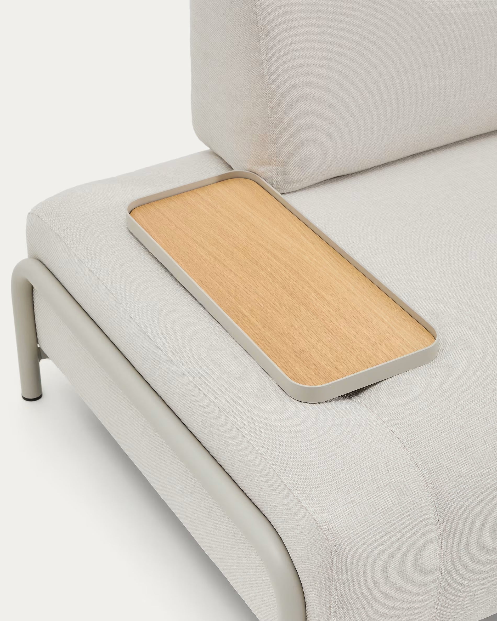 Right-facing 2-seater sofa with tray COMPO beige with beige base