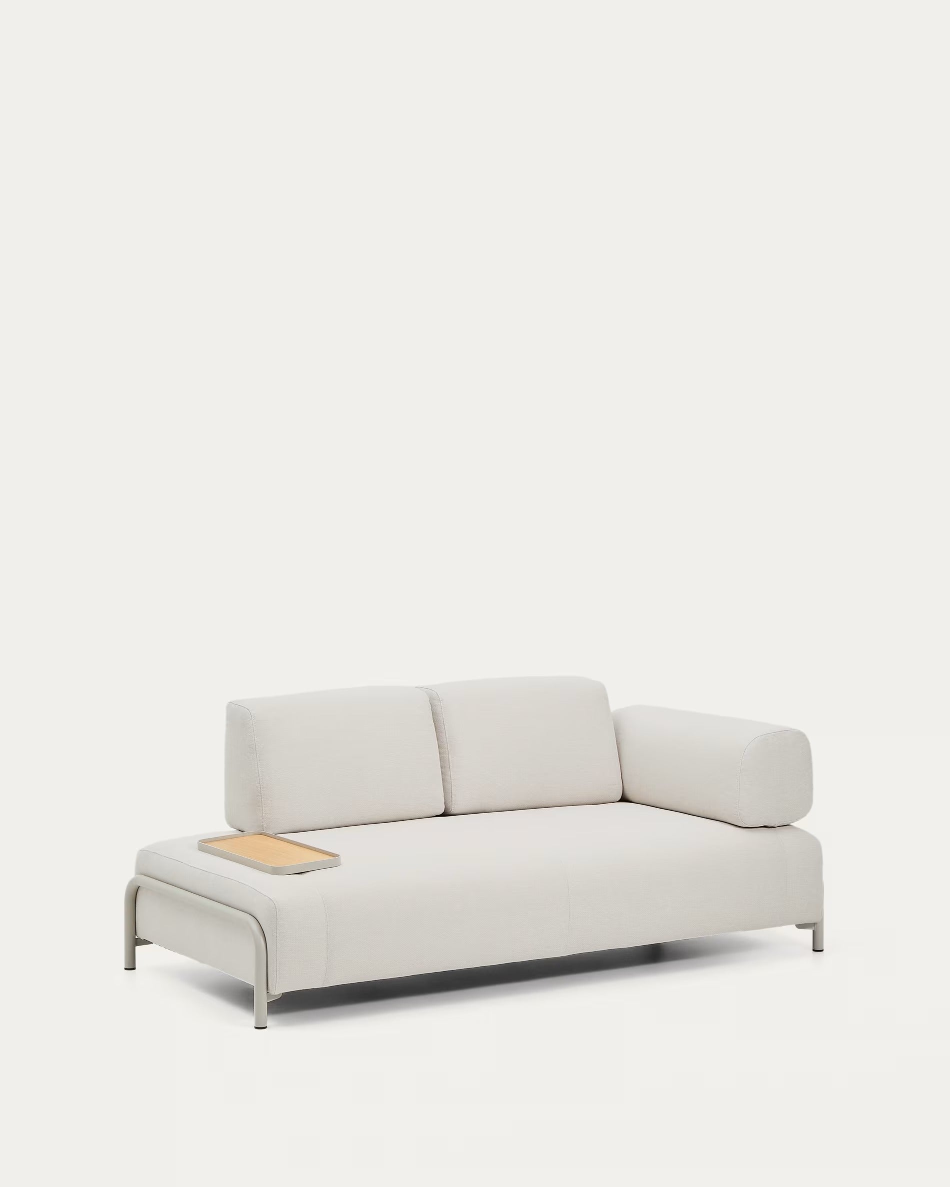 Right-facing 2-seater sofa with tray COMPO beige with beige base