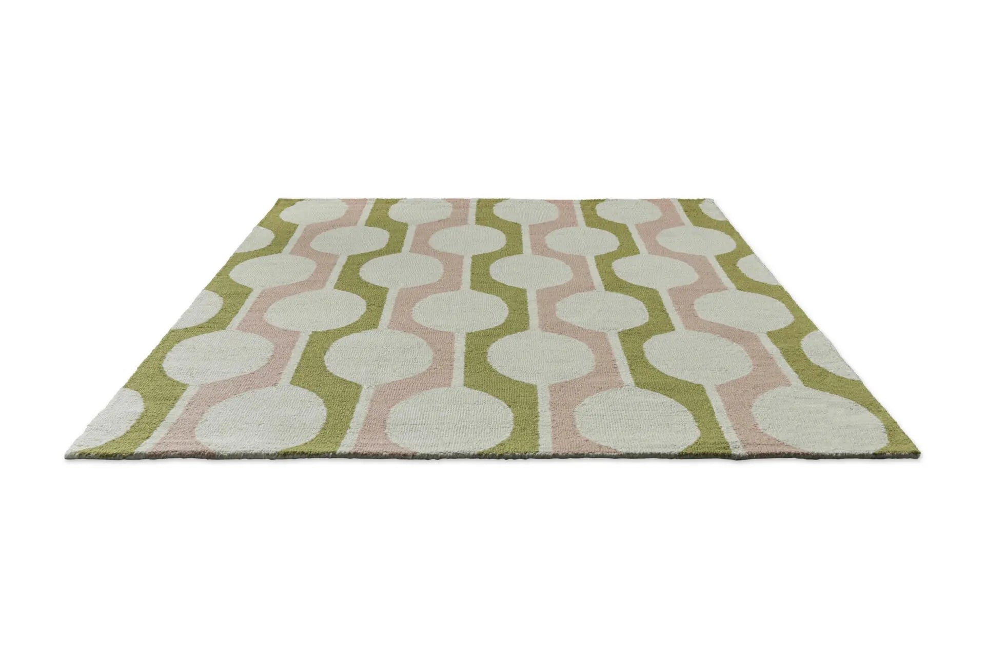BILLOW LICHEN Beige Rug with Pink and Green