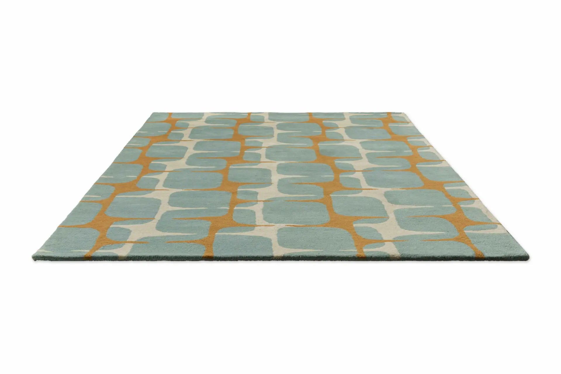 LOHKO Beige Rug with Turquoise and Orange