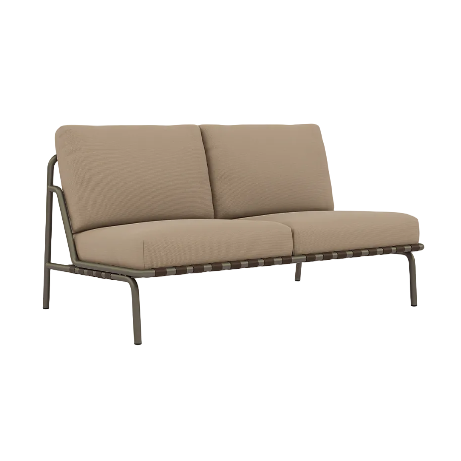 Sofa venkovní 2-osobová SETTLE hnědá s taupe podstavou