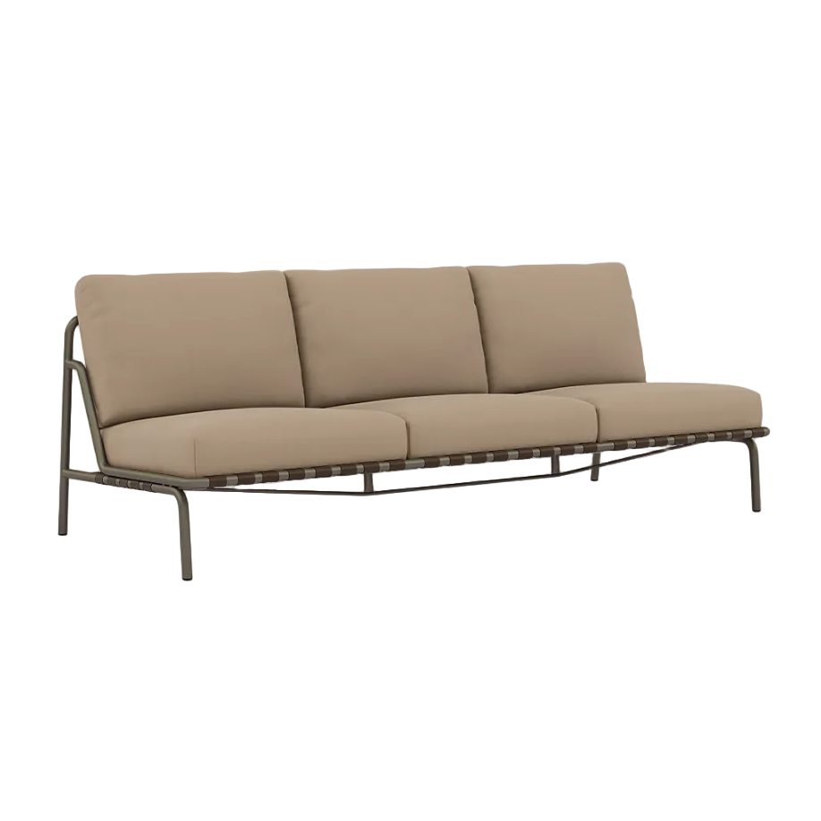 Sofa venkovní 3-osobová SETTLE hnědá s taupe podstavou