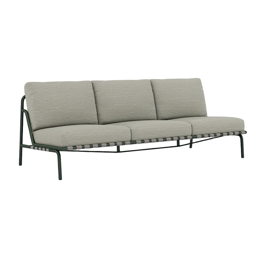 Sofa venkovní 3-osobová SETTLE šedá se zeleným podstavcem