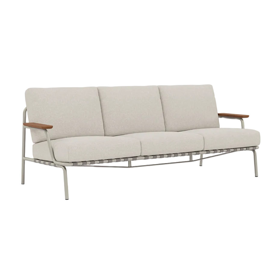 Sofa s vnějšími opěrkami 3-místná SETTLE světle šedá se šedým podstavcem