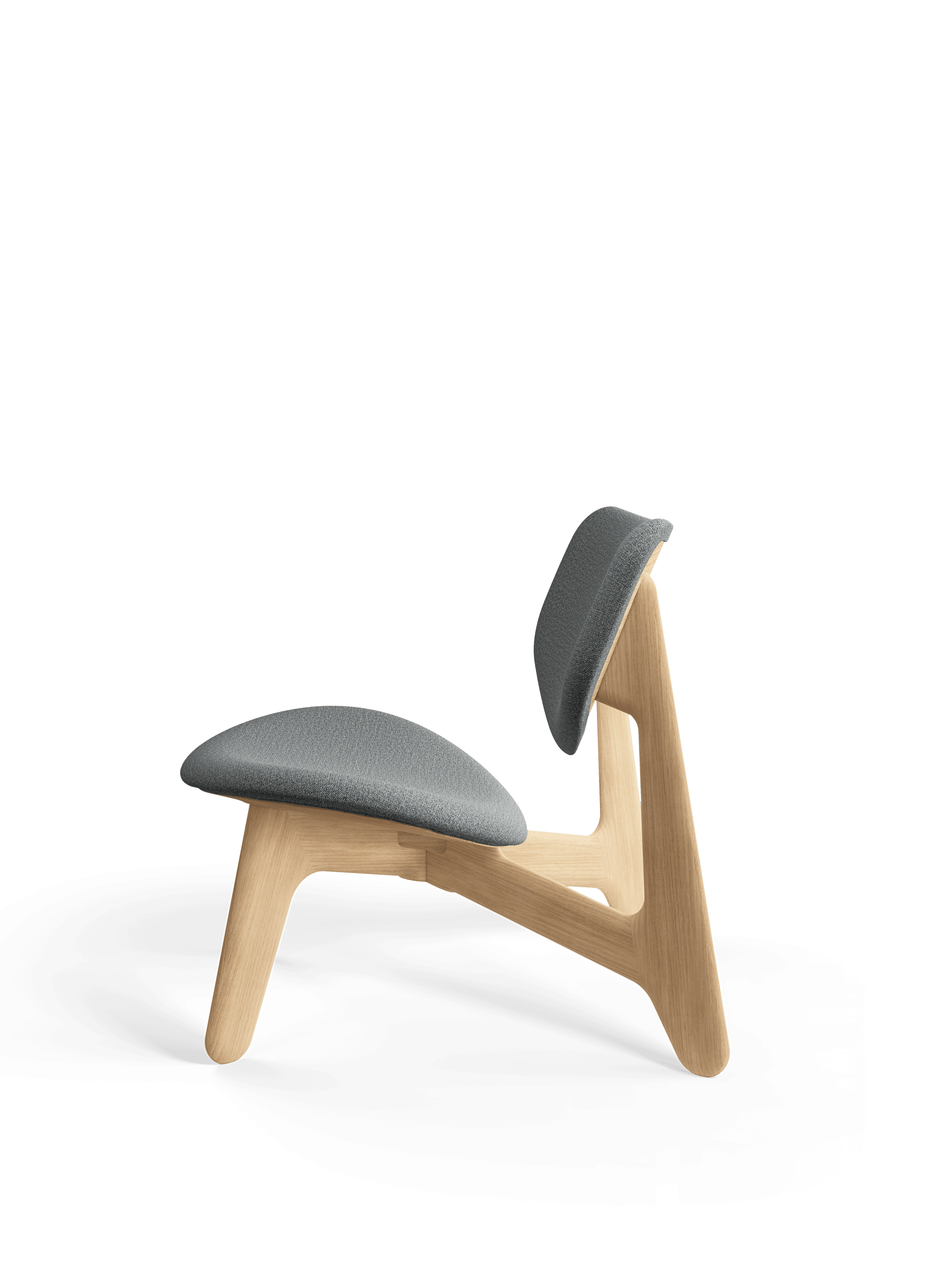 Fotel SLAB szary z dębową podstawą, marka Tom Dixon