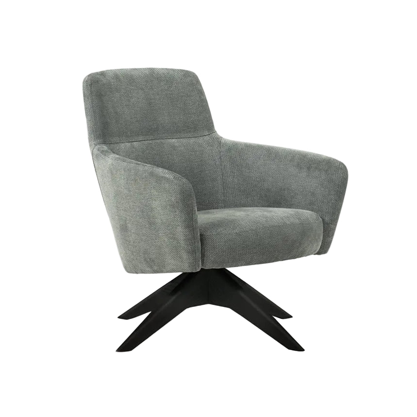 SLOT LOW upholstered swivel armchair with wooden base