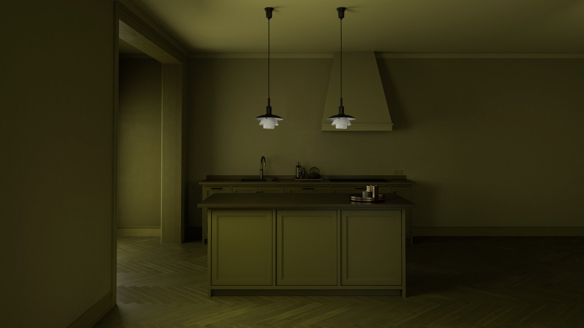 PH 3/3 pendant lamp white with black matte finish