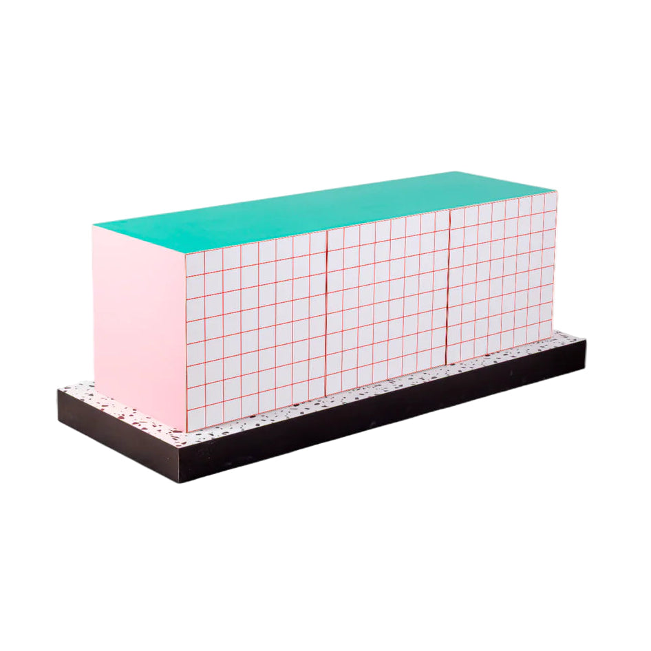 SUPERCABINET RED GRID white with turquoise