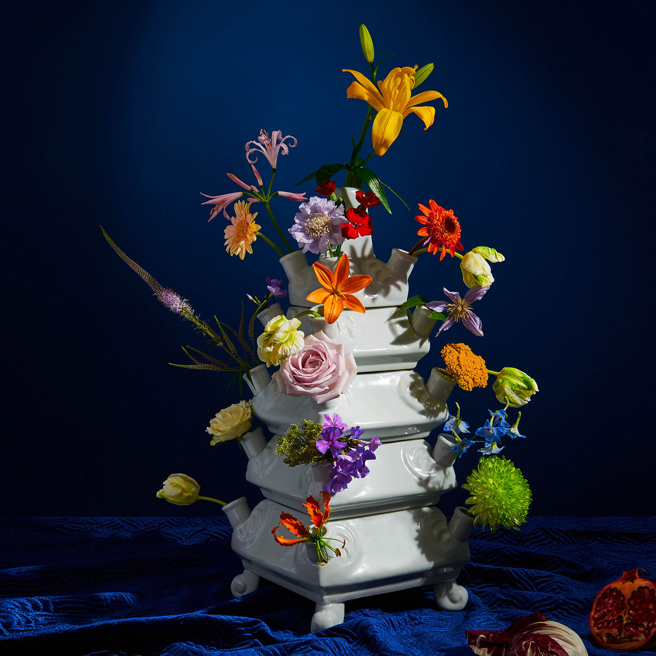 Váza LAYER bílá s modrou