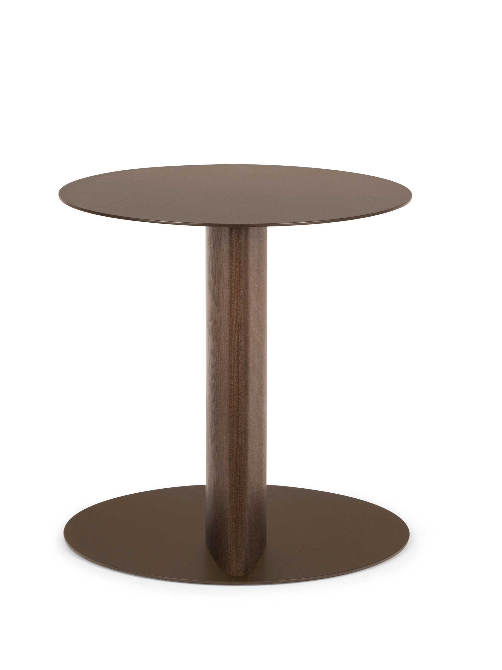 SANDY side table with a brown top and dark wooden base