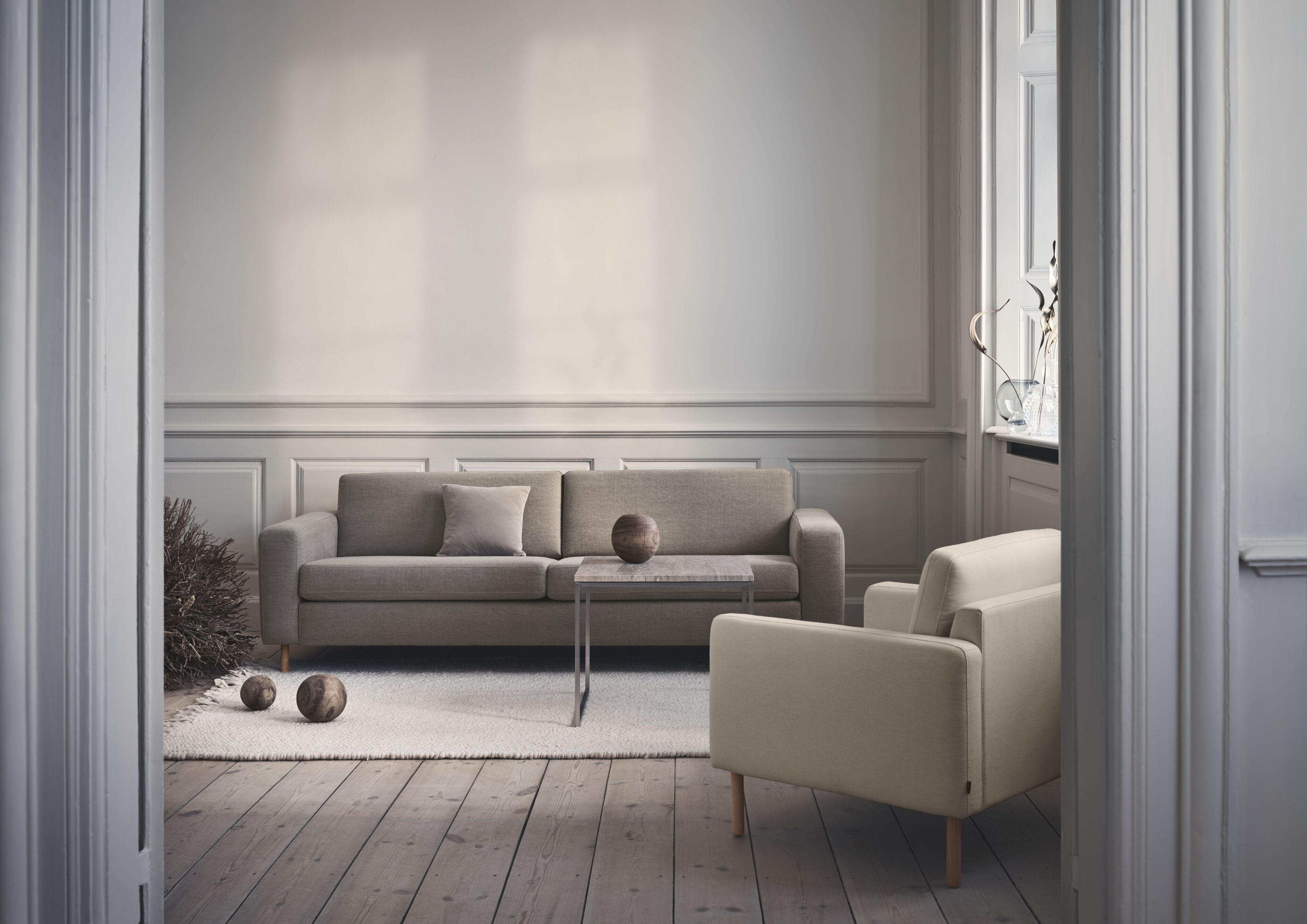3-person sofa Scandinavia base of oak wood